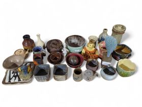 A collection of studio pottery, mainly bowls and v