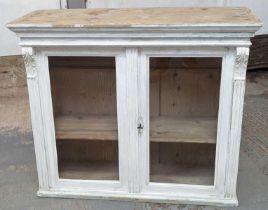 A Victorian painted pine dresser top, with a pair