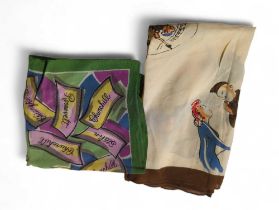 A WWII period handkerchief with military cartoons
