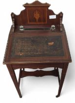 An Edwardian mahogany ladies desk, with inlaid dec