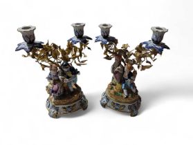 A pair of two branch candelabra in the manner of S