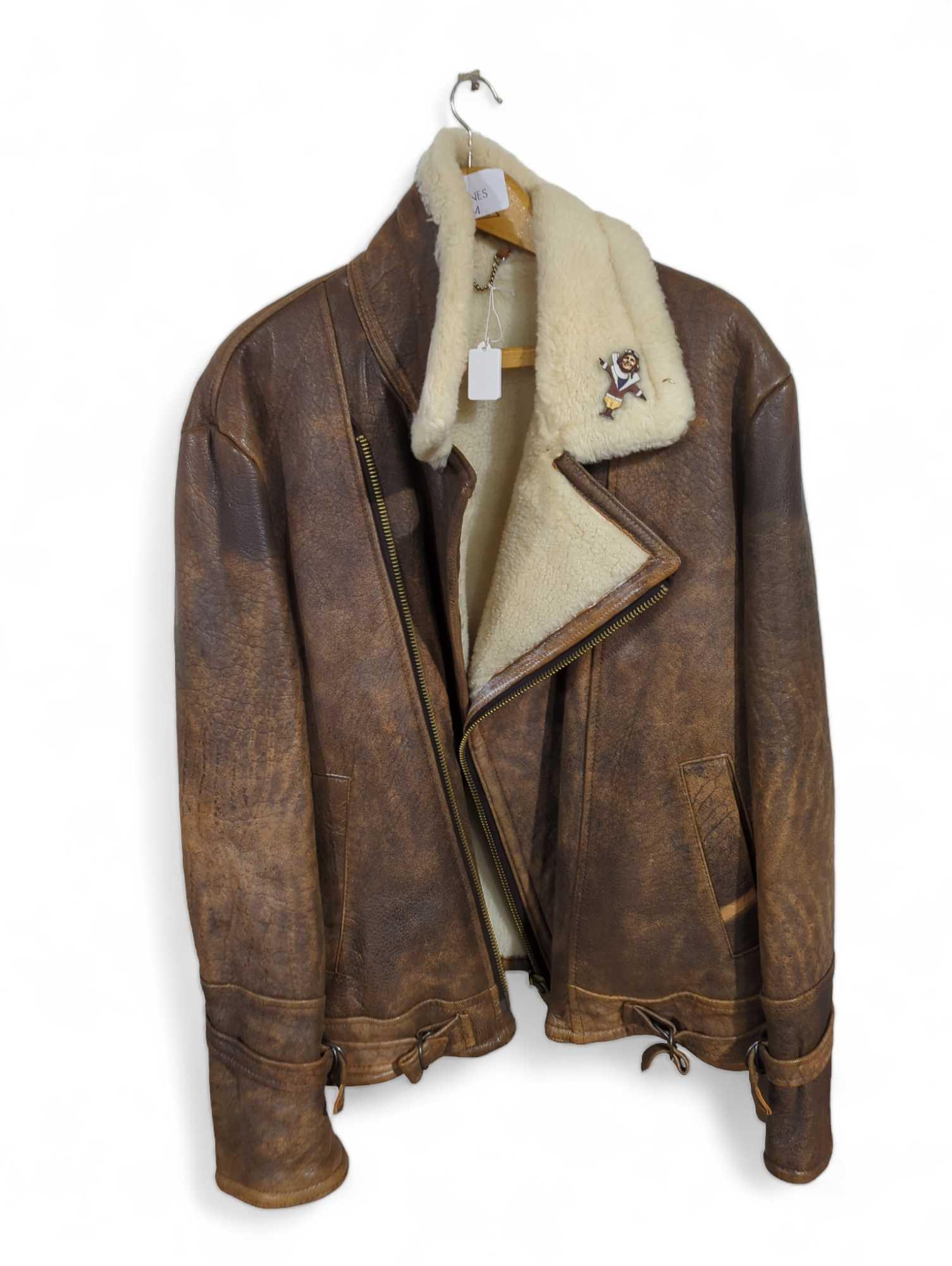 A sheepskin bomber style jacket