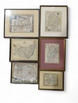 Six early maps, various including Norfolk and Surr