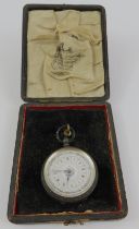 A small silver open faced pocket watch, with decor
