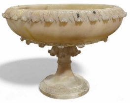 A 19th Century marble pedestal fruit bowl with fol