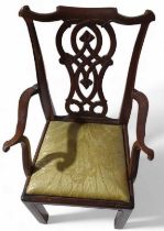 A miniature Chippendale style carver chair, 25cms