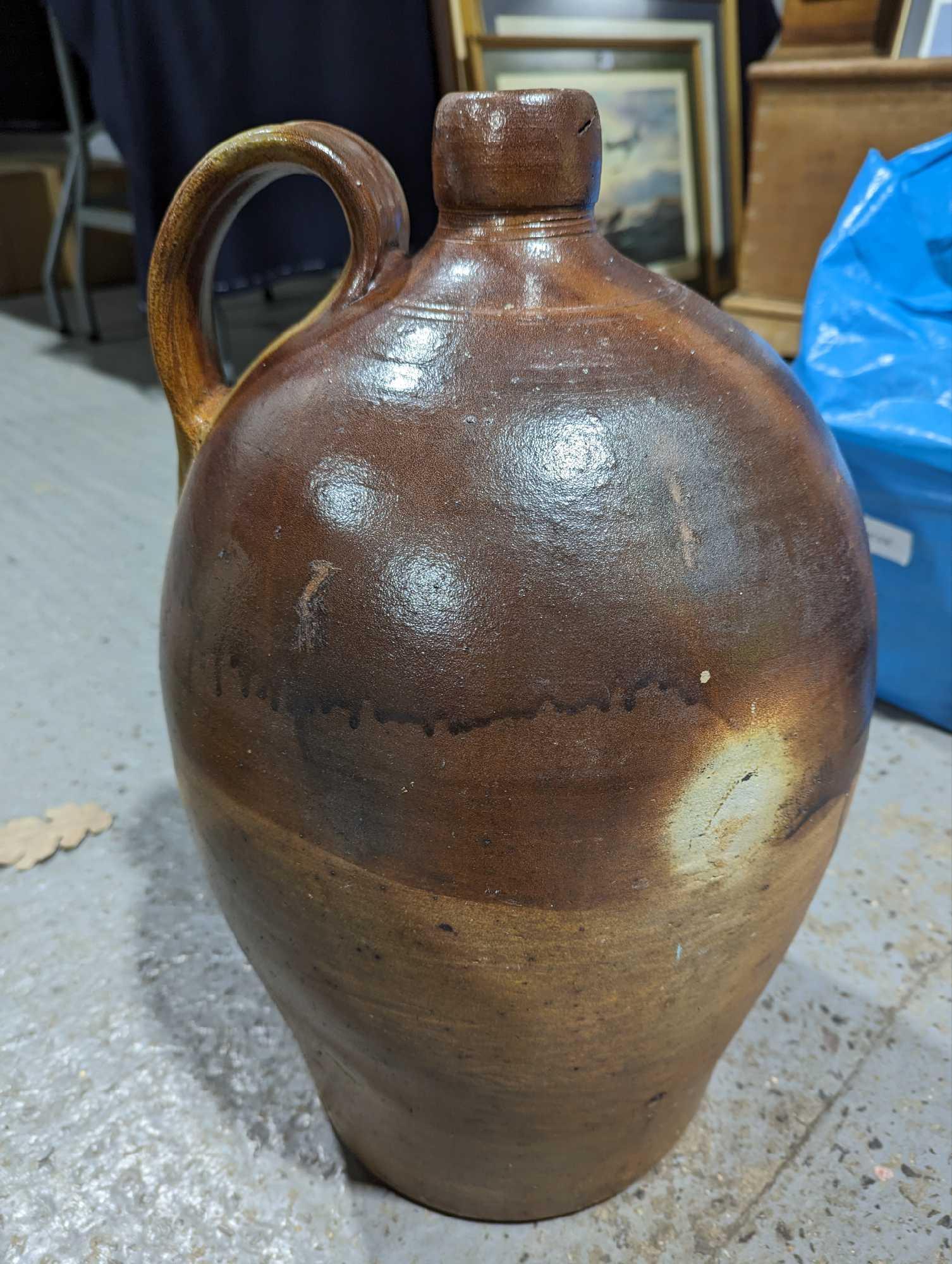 A large brown salt glazed stoneware cider jar, 50c - Image 3 of 7