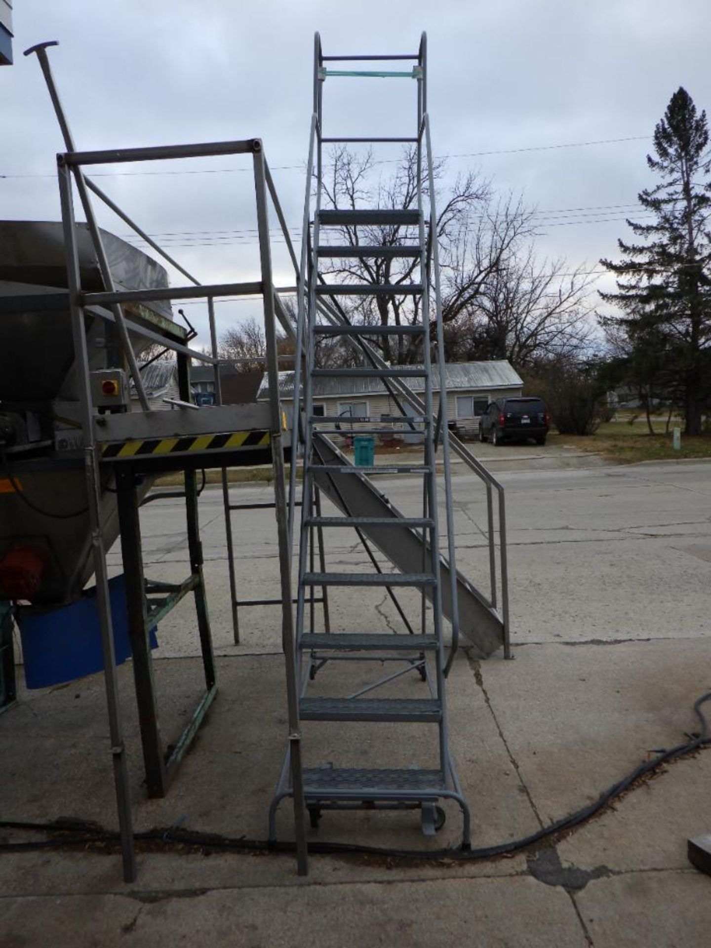 Uline 12-step rolling warehouse ladder - Image 2 of 5