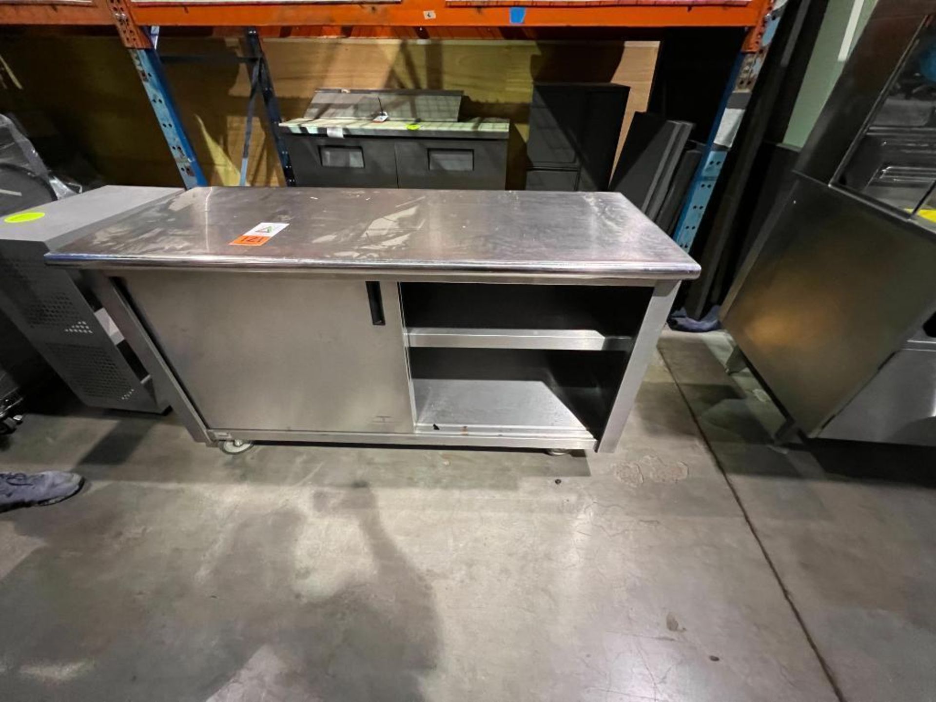 Advance Tabco stainless steel rolling prep station