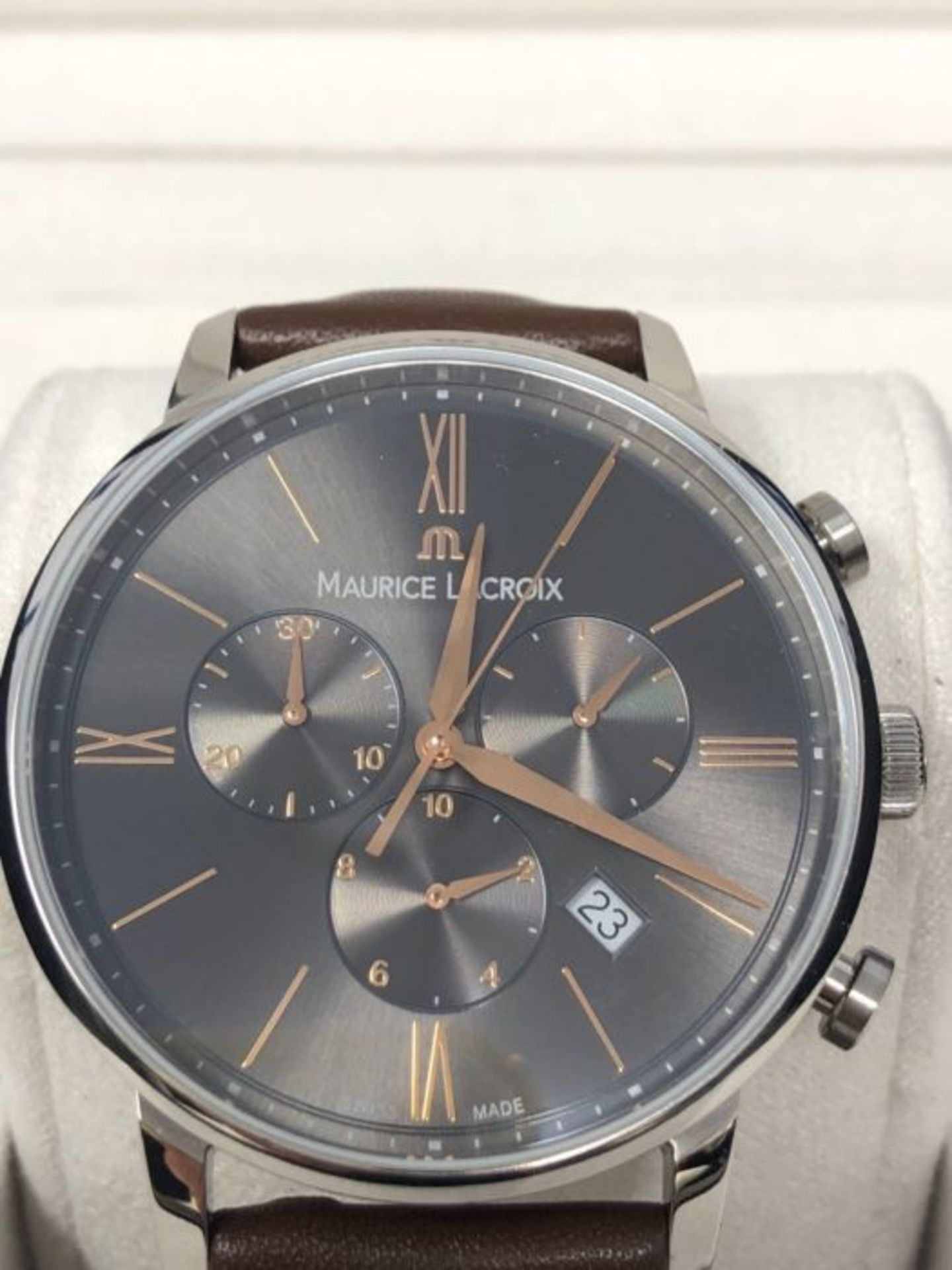 RRP £663.00 Maurice Lacroix Hommes Chronographe Quartz Montre avec Bracelet en Cuir EL1098-SS001-3 - Image 3 of 3