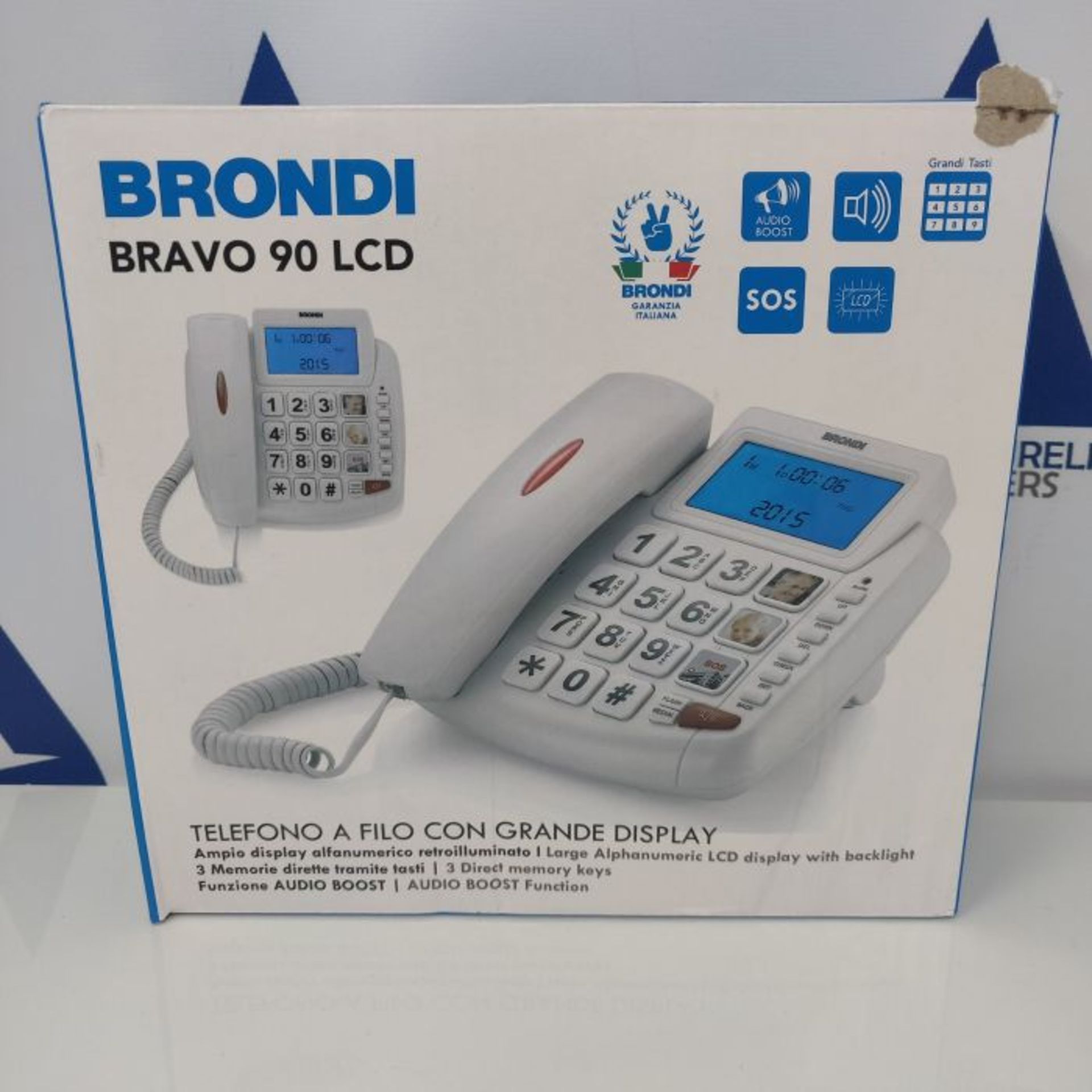 Brondi Bravo 90 LCD Telefono Fisso con tasti grandi, Bianco - Image 2 of 3