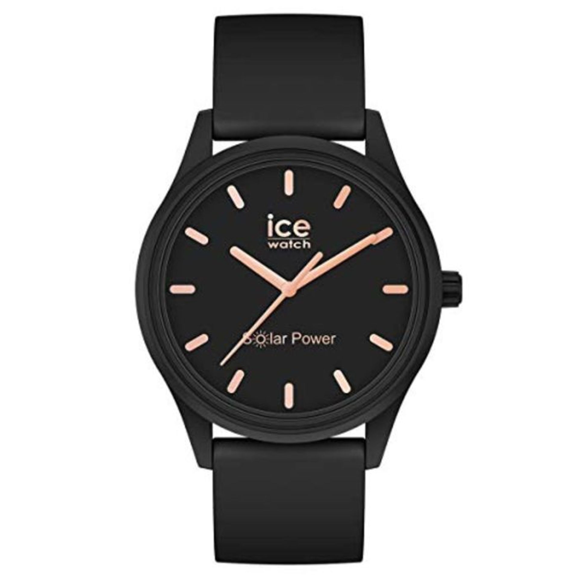 RRP £79.00 Ice-Watch - ICE Solar Power Black rose-Gold - Women's Wristwatch with Silicon Strap -