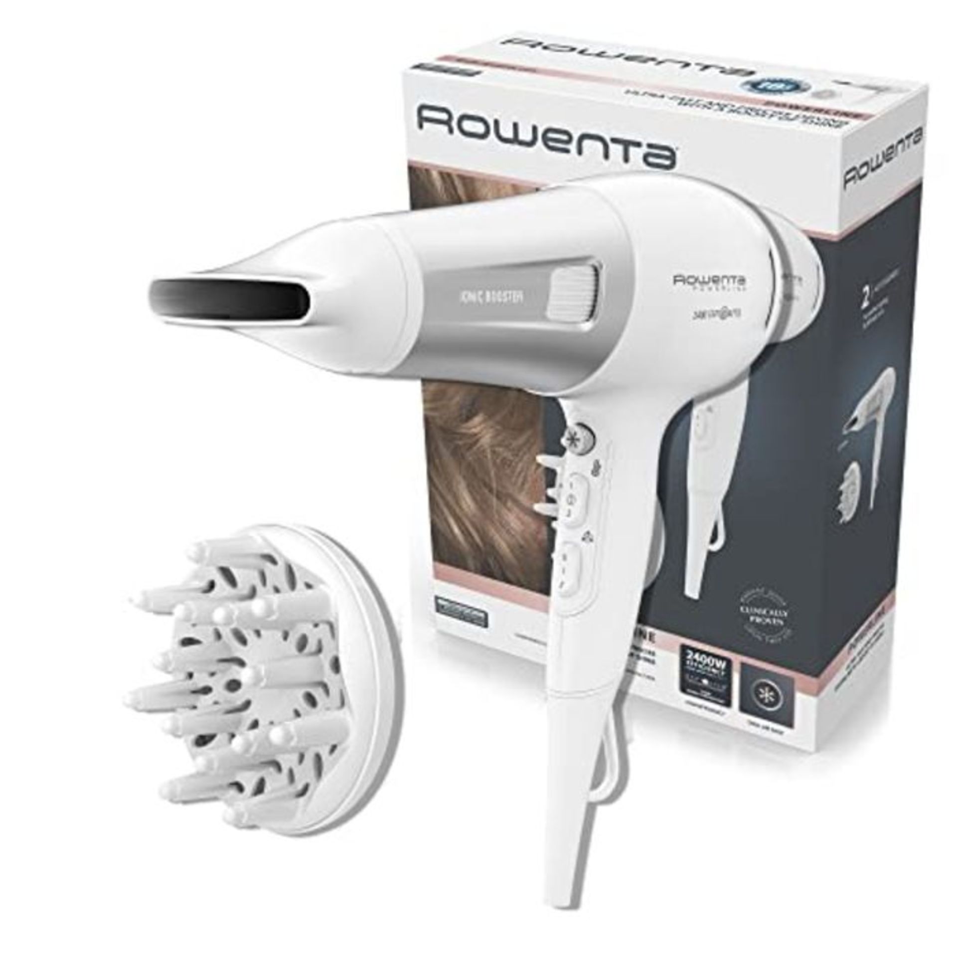 Rowenta Powerline Hair Dryer Ion Function Static Reduction Diffuser 6 Speed/Temperatur