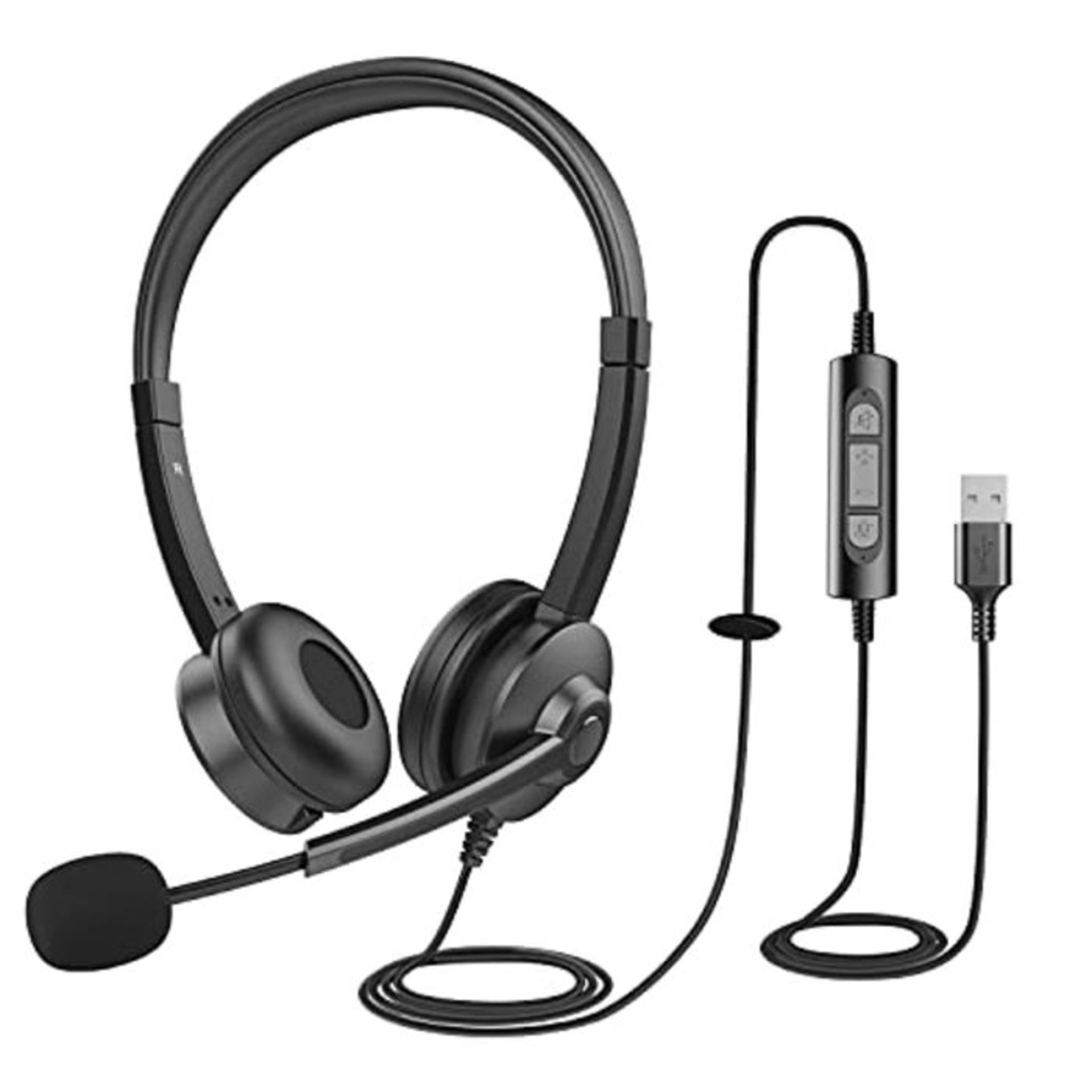 USB Headset f??r Ultraklare Anrufe PC Kopfh??rer mit Noise Cancelling Mikrofon & L