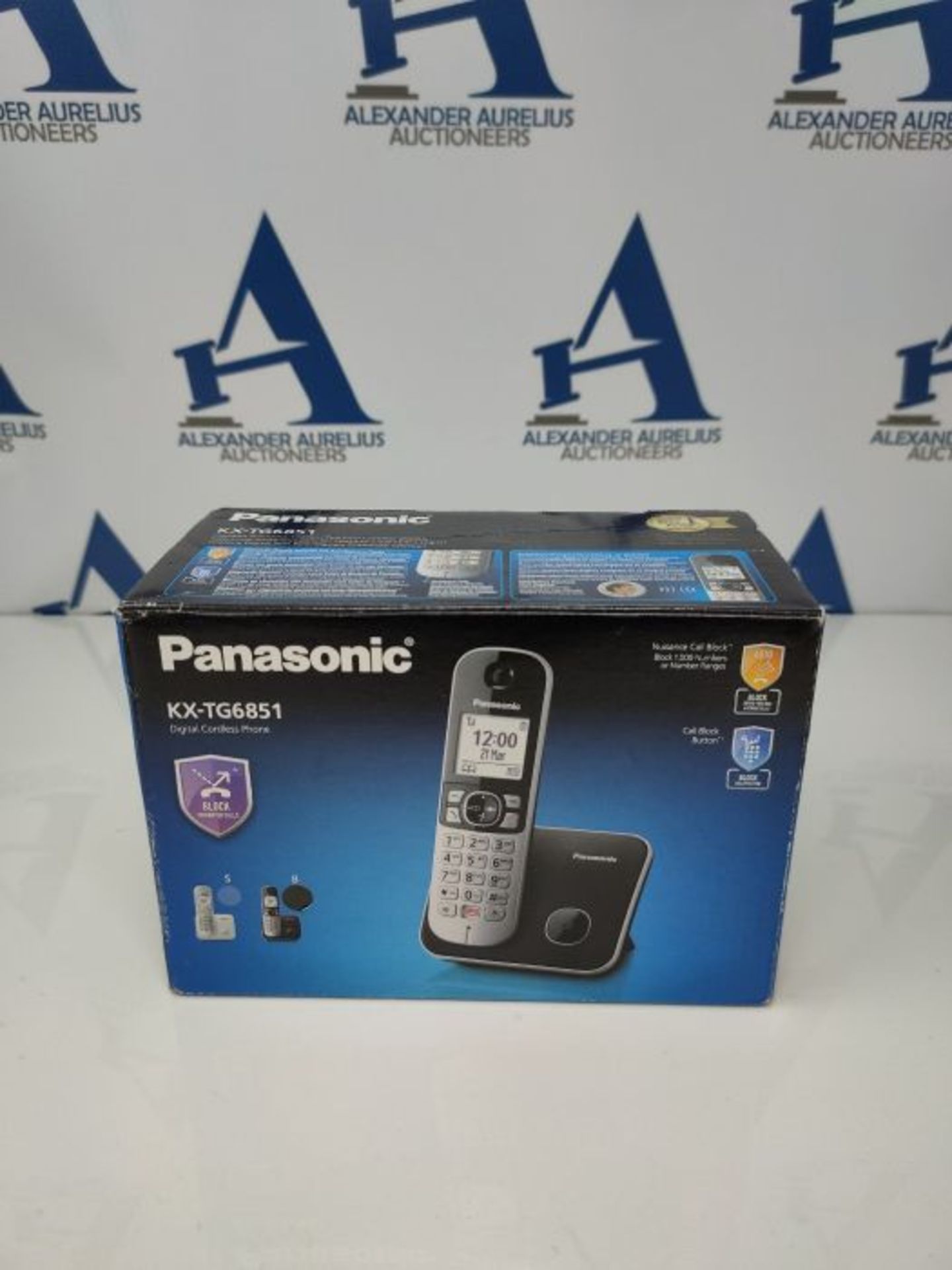 Panasonic KX-TG6851JTB Telefono Cordless DECT, Schermo LCD da 1.8", Base Design Sottil