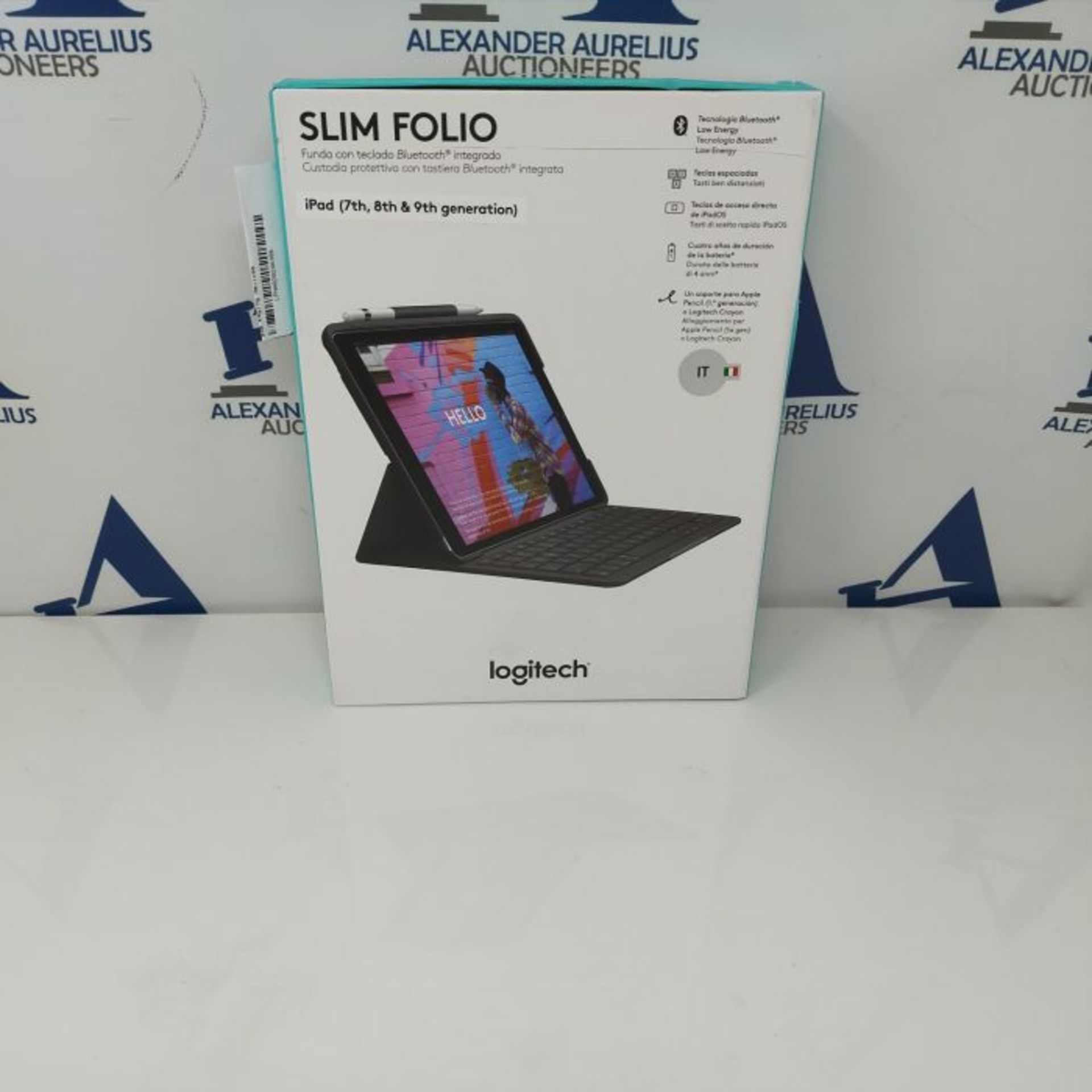 RRP £88.00 Logitech Slim Folio for iPad (7th, 8th and 9th Generation) Keyboard Case with Integrat - Image 3 of 3