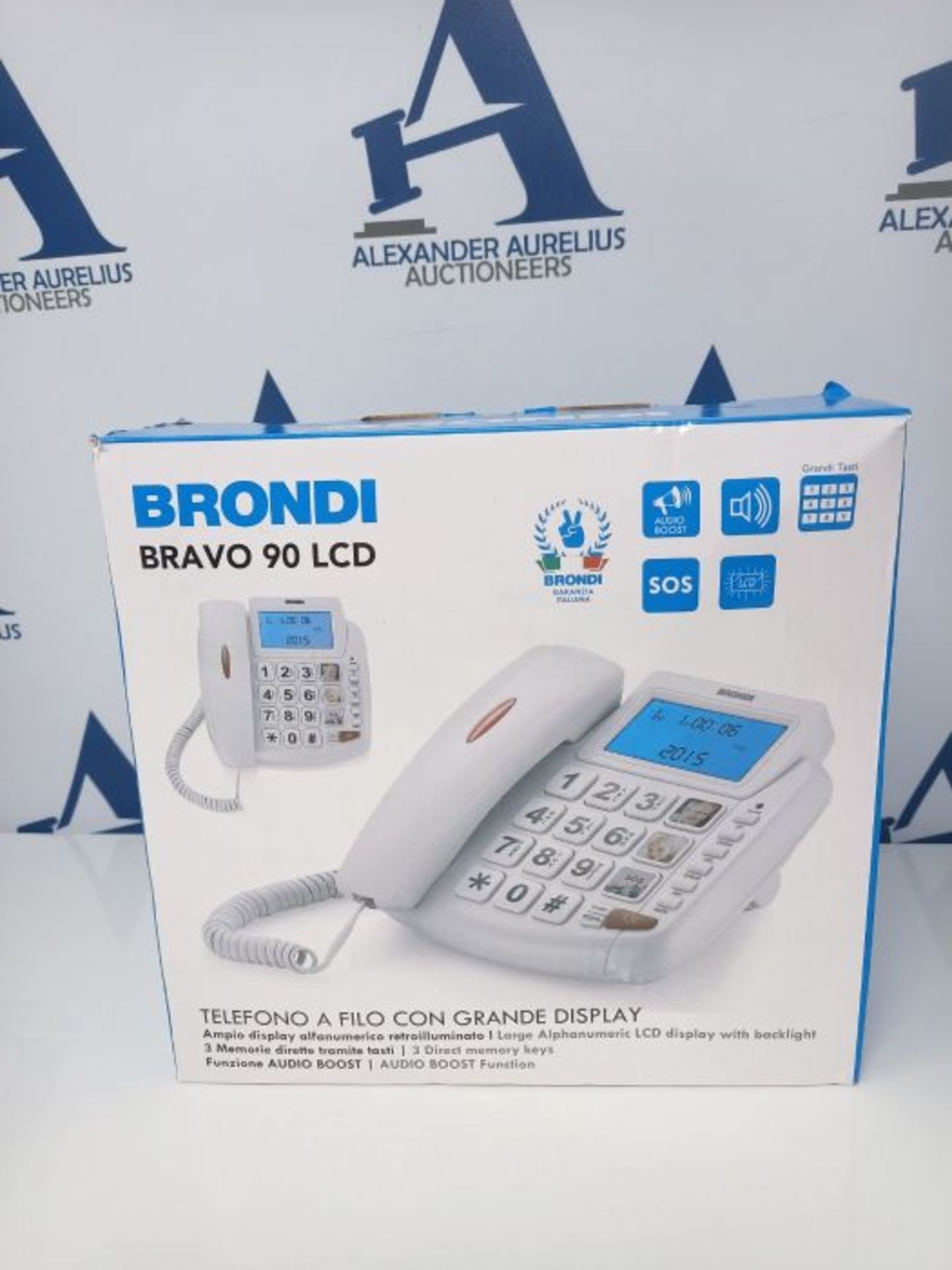Brondi Bravo 90 LCD Telefono Fisso con tasti grandi, Bianco - Image 2 of 3