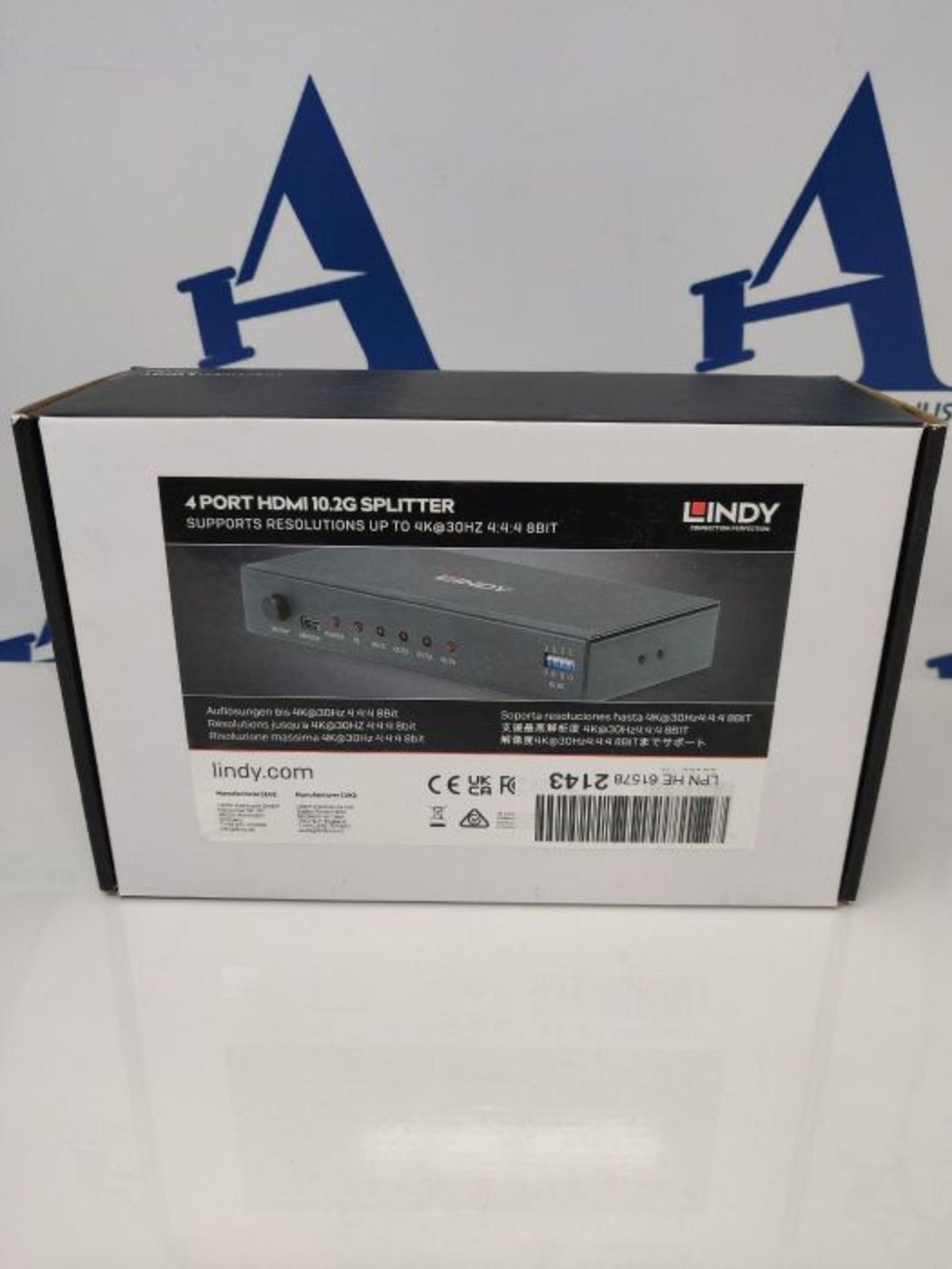 Lindy HDMI 4K Splitter 4 Port 3D, 2160p30 Kompakter Splitter, verteilt EIN HDMI-Signal - Image 2 of 3