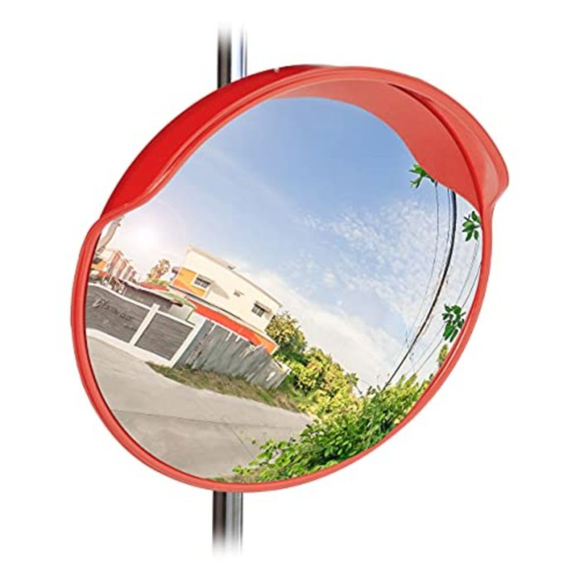 Relaxdays 10023700 Traffic Safety Mirror, 60 cm, Weatherproof, Unbreakable with Mount,