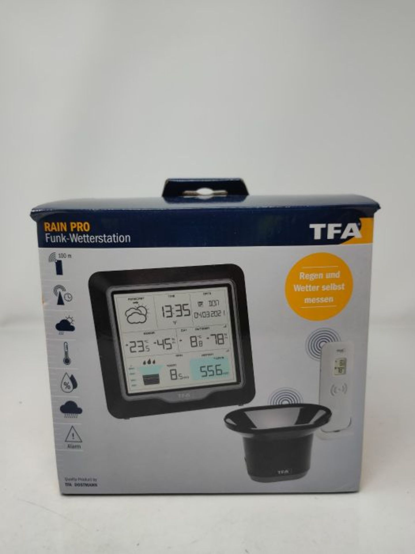 RRP £55.00 TFA Dostmann RAIN Pro Wetterstation Funk, 35.1160.01, mit Regenmesser und AuÃxensens - Image 2 of 3