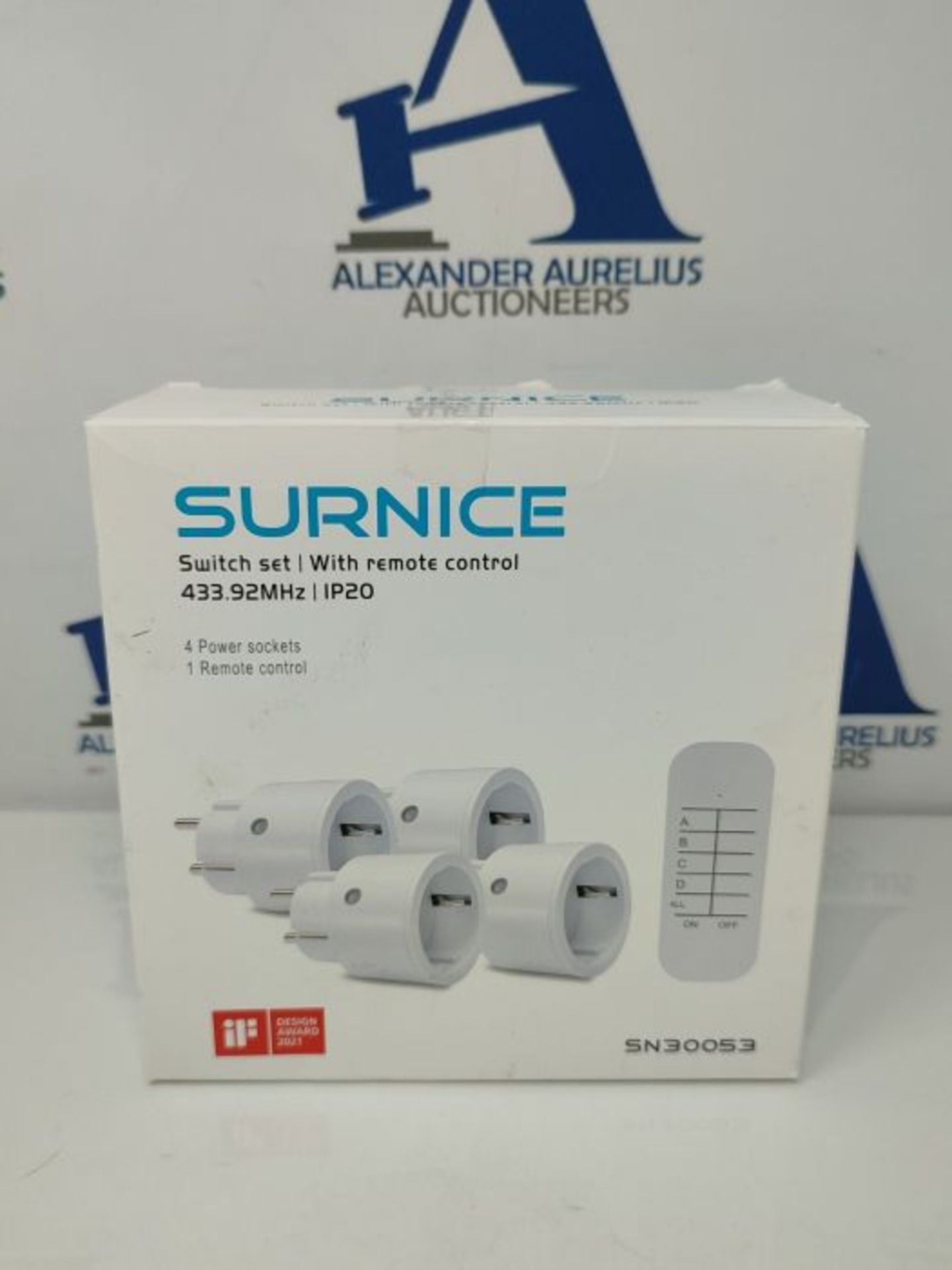 SURNICE Radio Socket Set with Remote Control, Compact 4+1, Programmable and Expandable - Image 2 of 3
