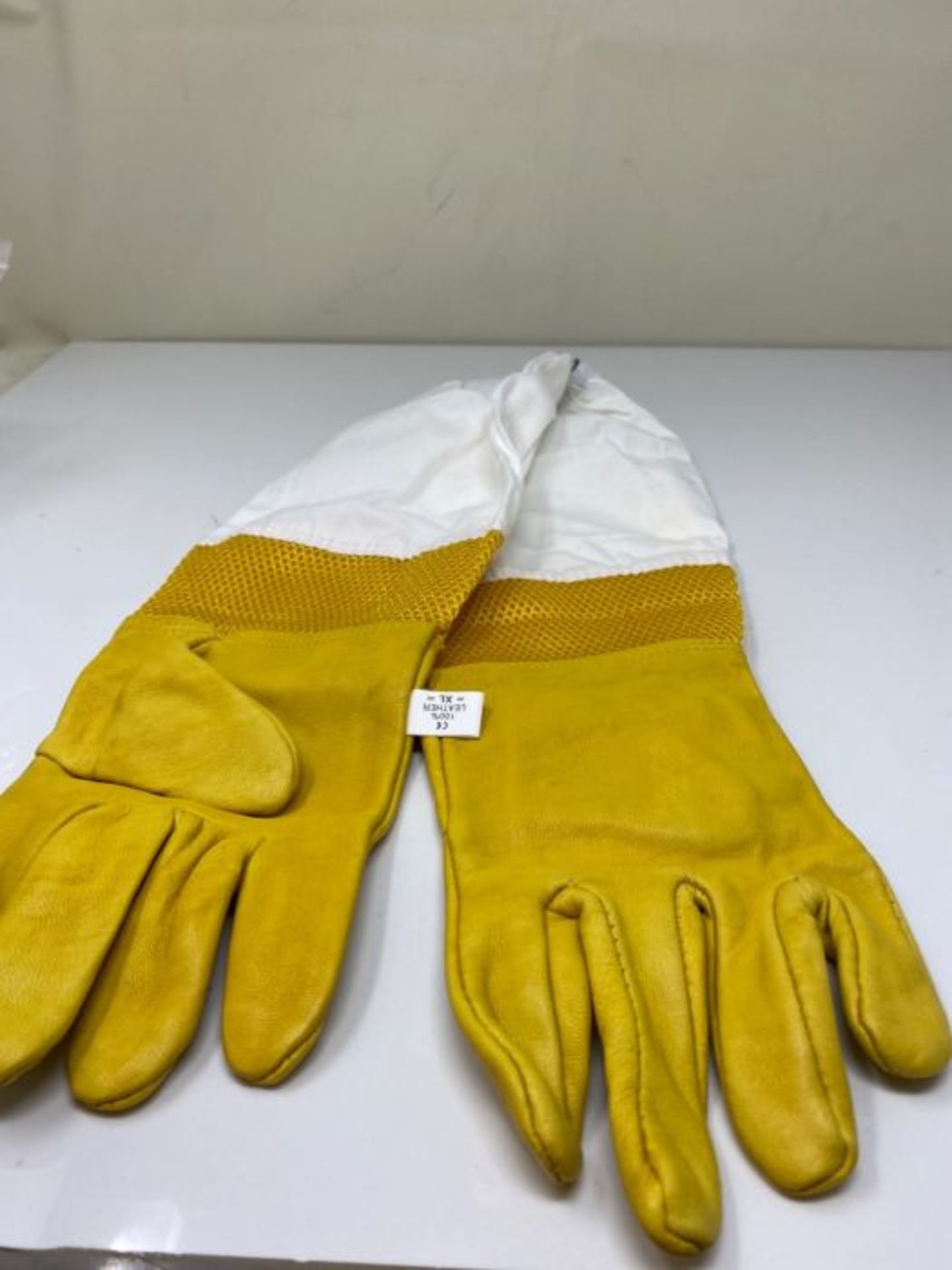 Fuitna Beekeeping Gloves Beekeeping Gloves Goat Leather with Mesh Long Sleeve Breathab