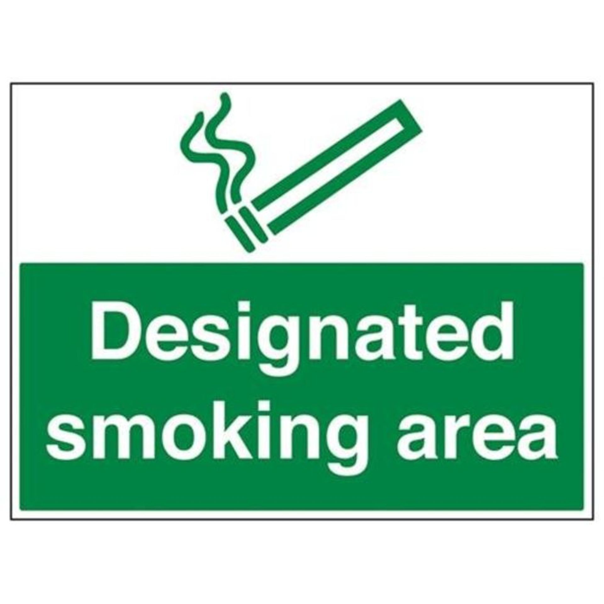 VSafety Designated Smoking Area Prohibition Sign - Landscape - 600mm x 450mm - Self Ad