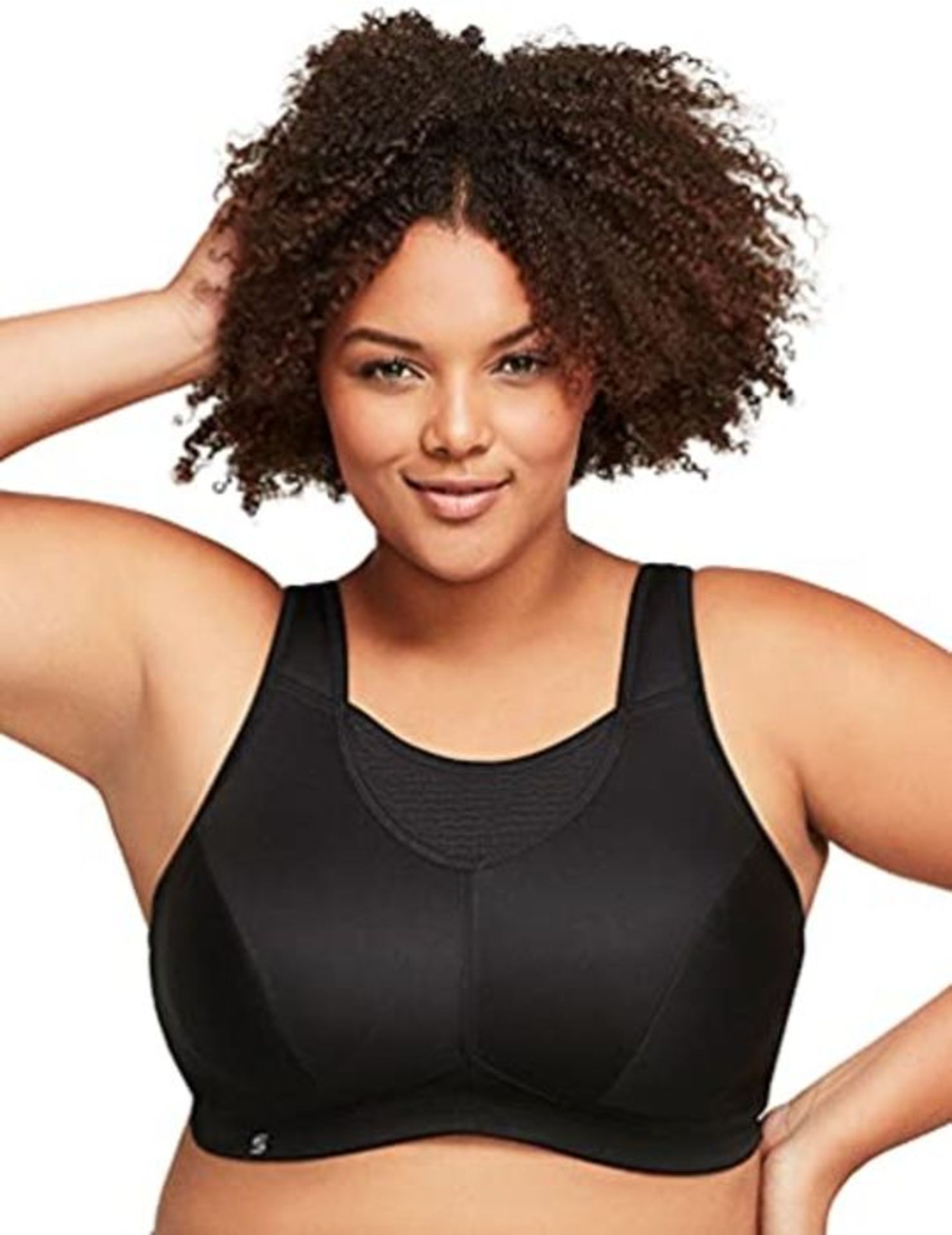 Glamorise Full Figure Plus Size No-Bounce Camisole Elite Sports Bra Wirefree #1067 Bla