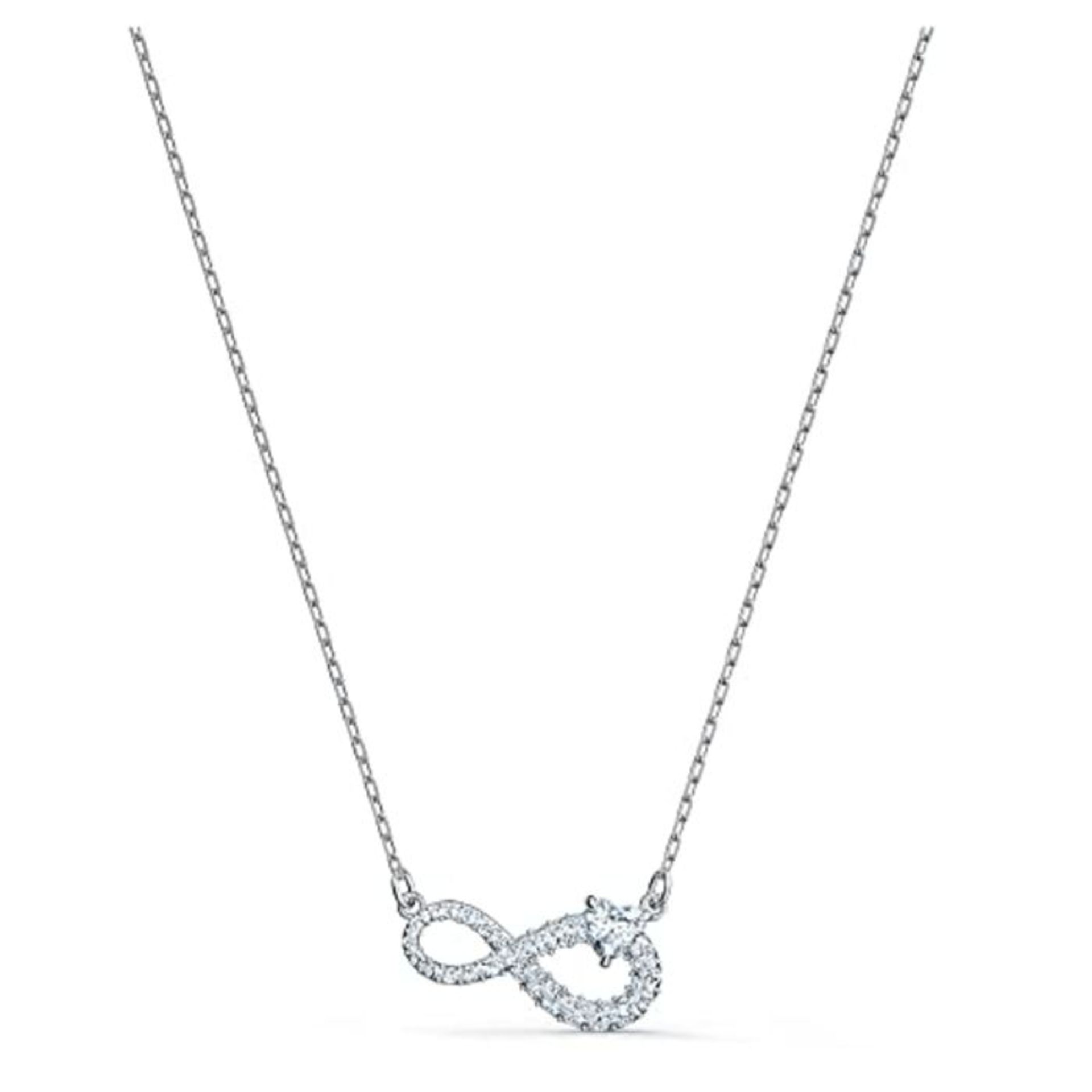 RRP £55.00 Swarovski Infinity necklace, Infinity, White, Rhodium plated