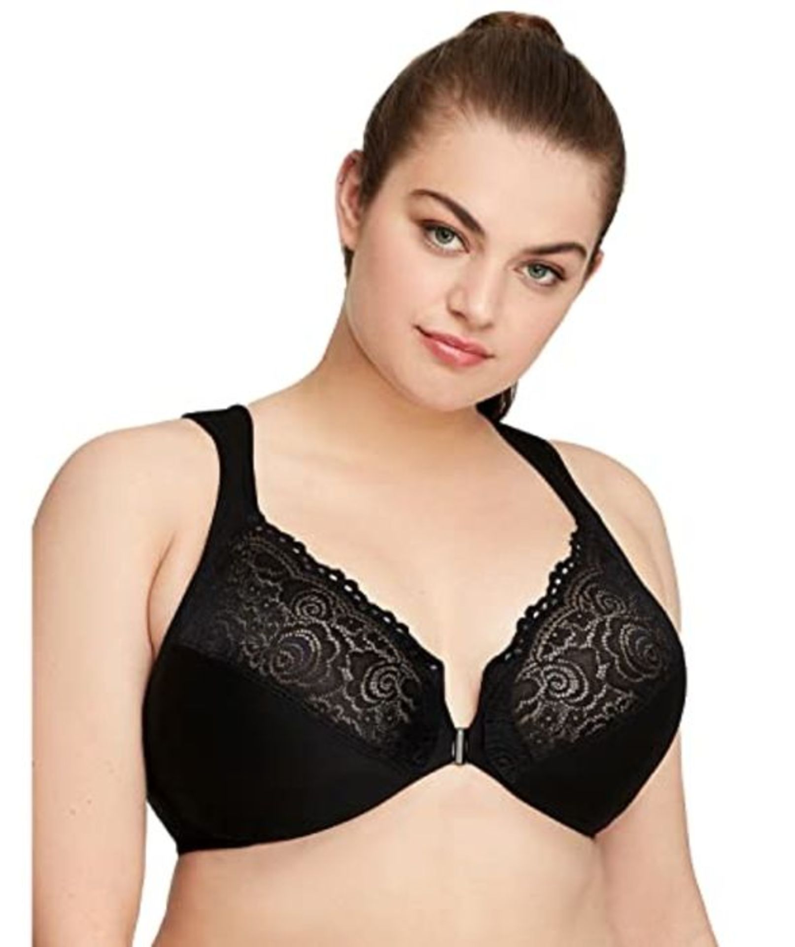 RRP £55.00 Glamorise Full Figure Plus Size Wonderwire Front-Close Bra Underwire #1245 Black