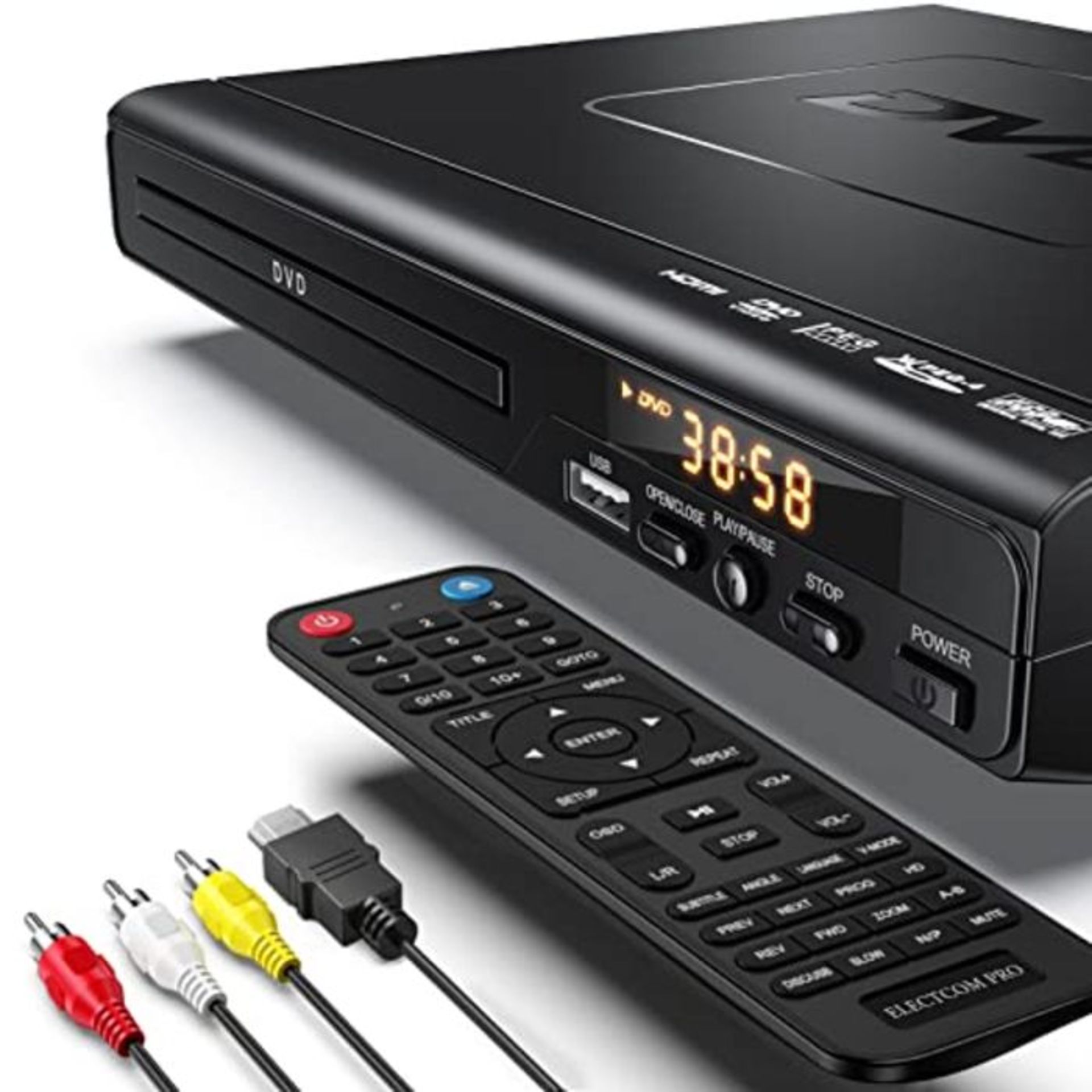 ELECTCOM DVD Player - DVD Player with HDMI Cable for TV, Multi Region DVD Player USB,