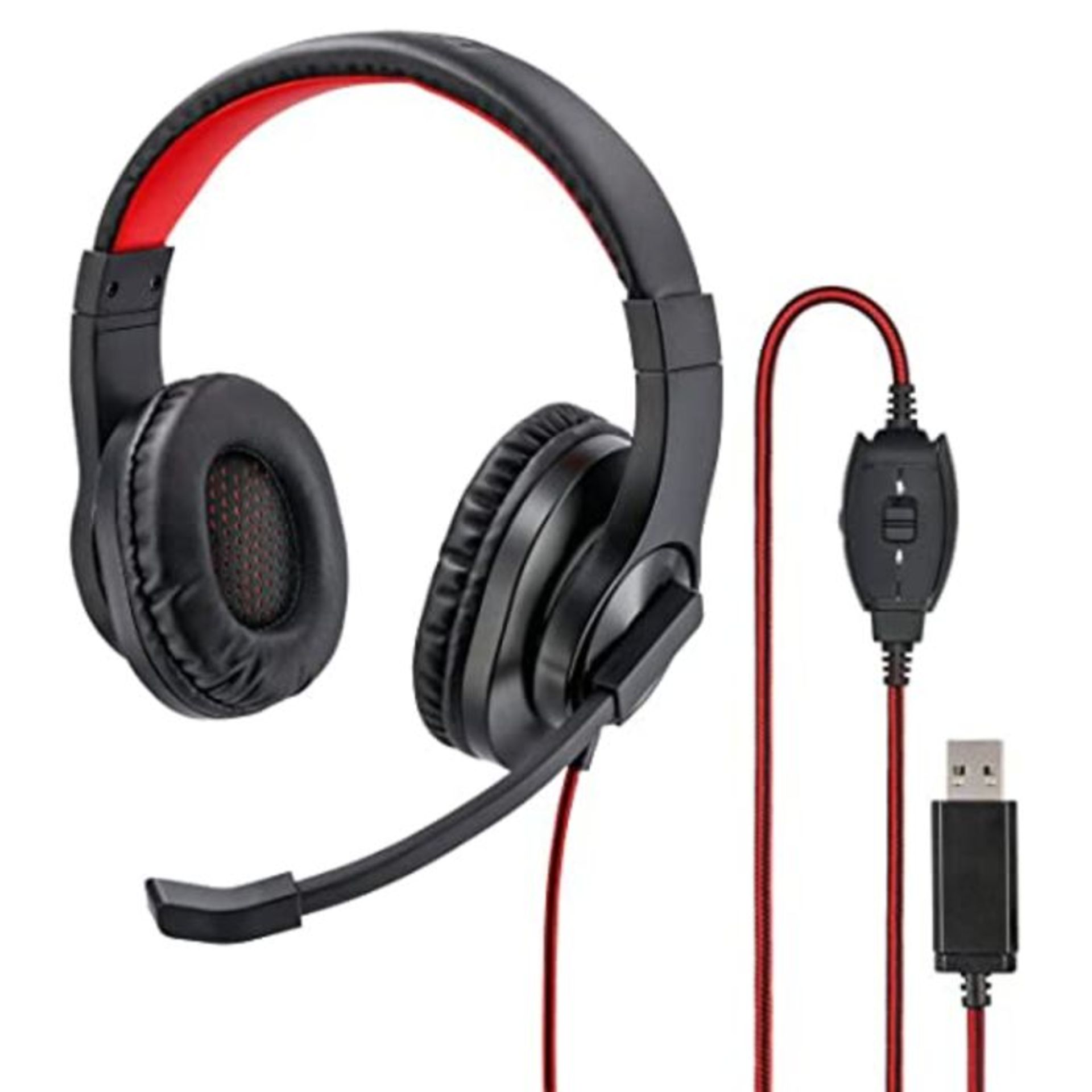Hama USB Headset, Over Ear Headphones with Microphone (Headset with Volume Control and