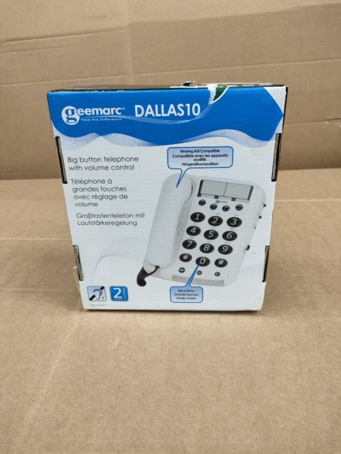 Geemarc Dallas 10- Big Button Corded Telephone- Hearing Aid Compatible- Tone and Volum - Image 2 of 3