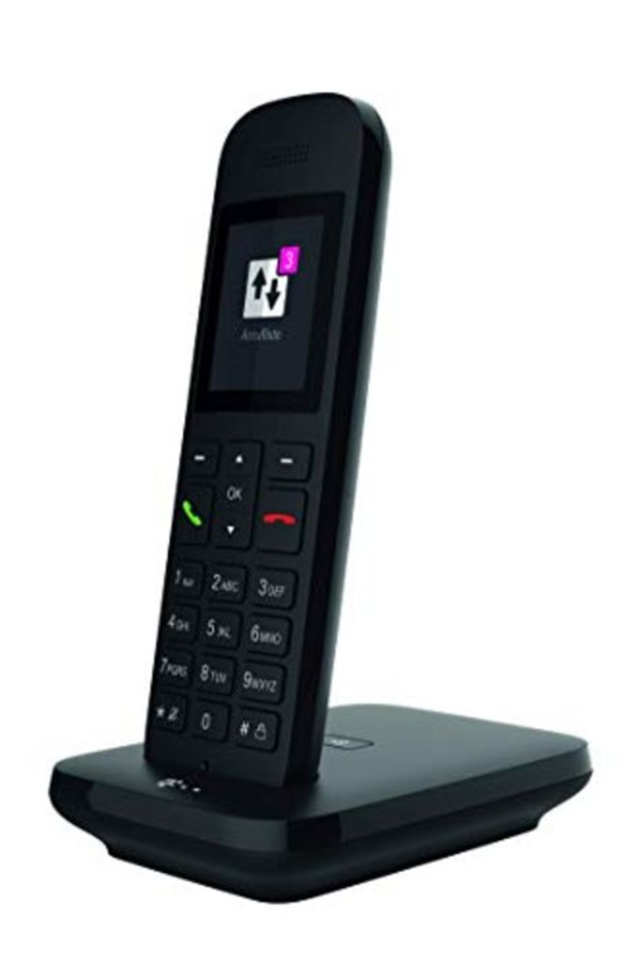 Telekom Sinus 12 in Schwarz Festnetz Telefon schnurlos, 5 cm Farbdisplay, beleuchtete