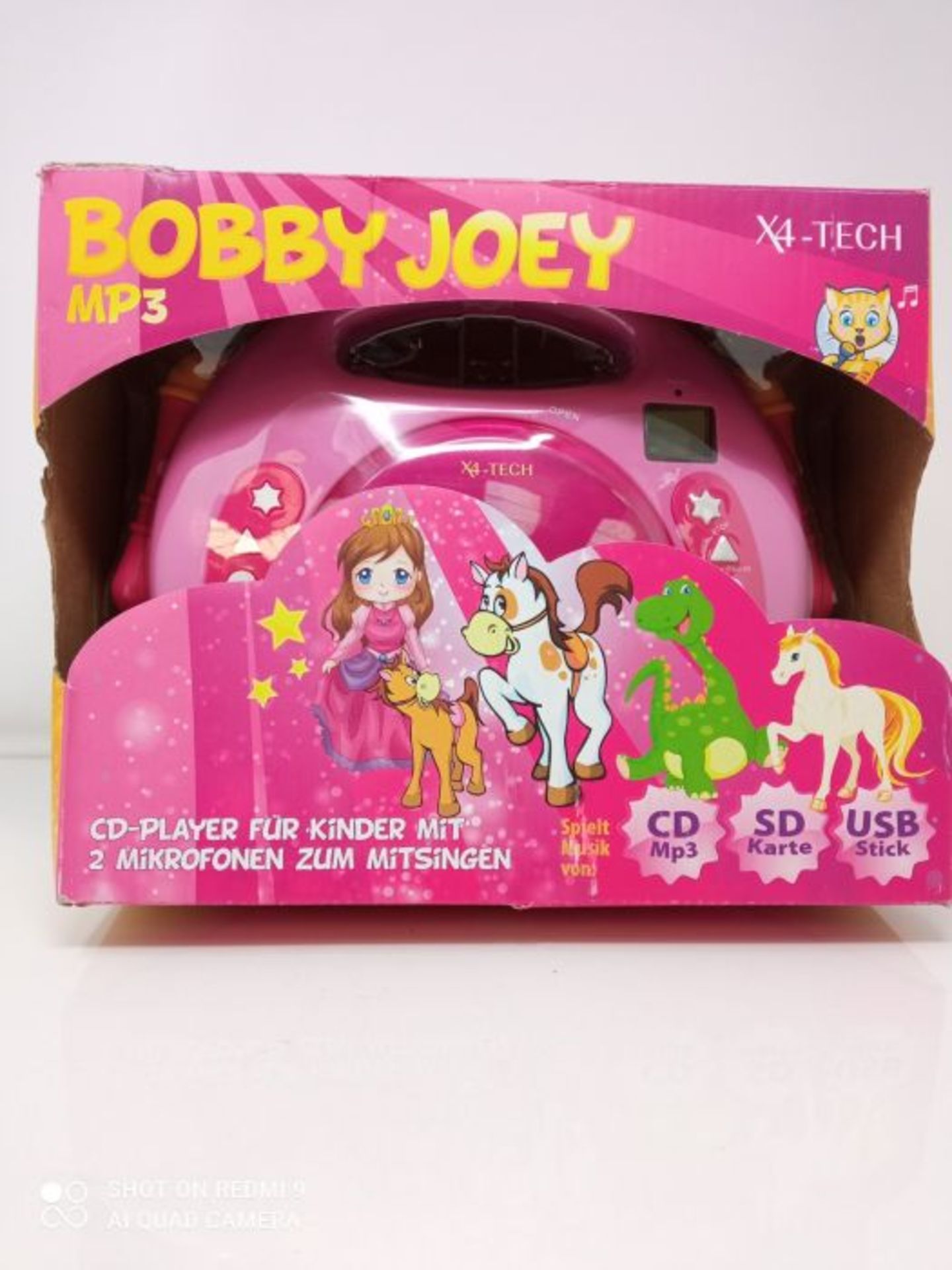 X4-TECH Bobby Joey - Kinder CD Player fÃ¼r USB-Stick, SD-Karte, MP3-CD - 2X Mikrofon - Image 2 of 3