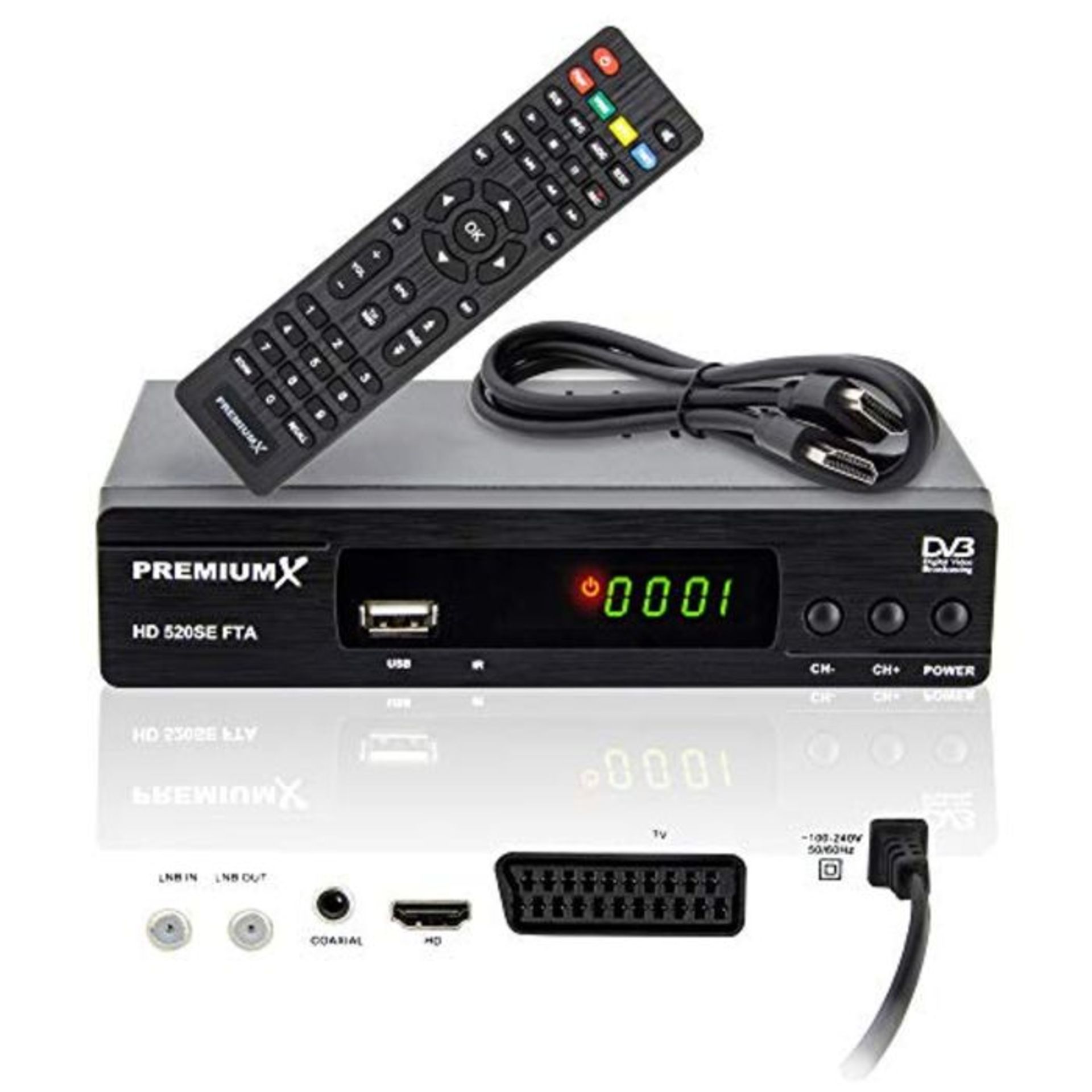 PremiumX Satelliten-Receiver HD 520SE FTA Digital SAT TV Receiver DVB-S2 FullHD HDMI S