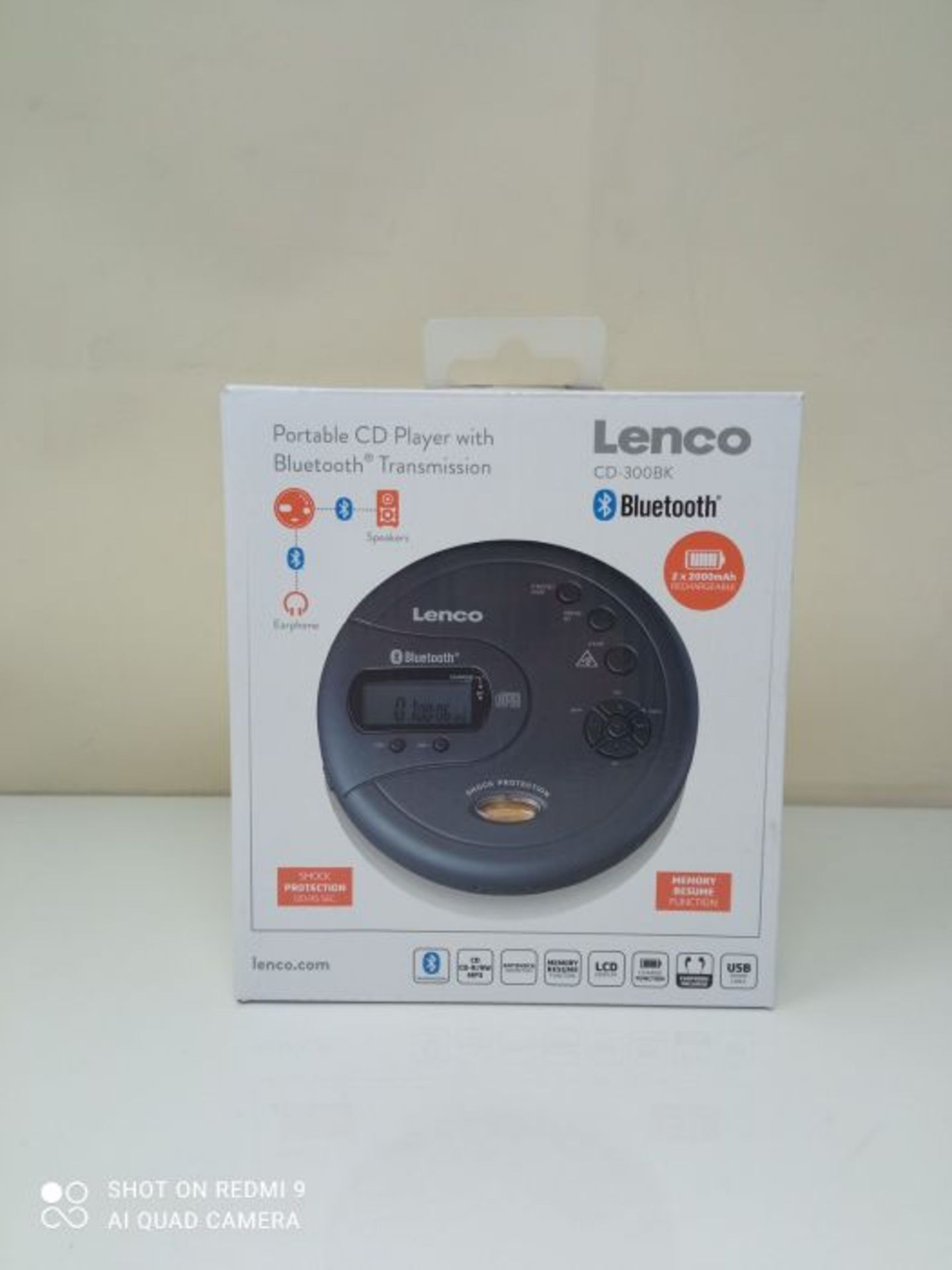 RRP £59.00 Lenco CD-300 - Portable CD Player Walkman - Bluetooth Diskman - CD Walkman - MP3 Funct - Image 2 of 3