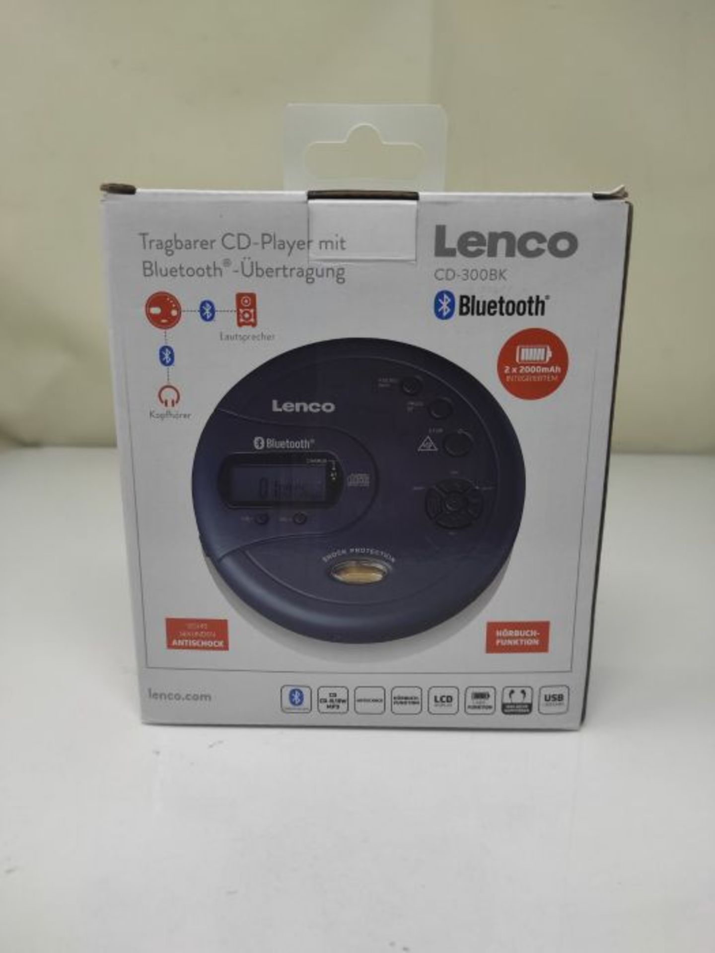 RRP £59.00 Lenco CD-300 - Portable CD Player Walkman - Bluetooth Diskman - CD Walkman - MP3 Funct - Image 2 of 3