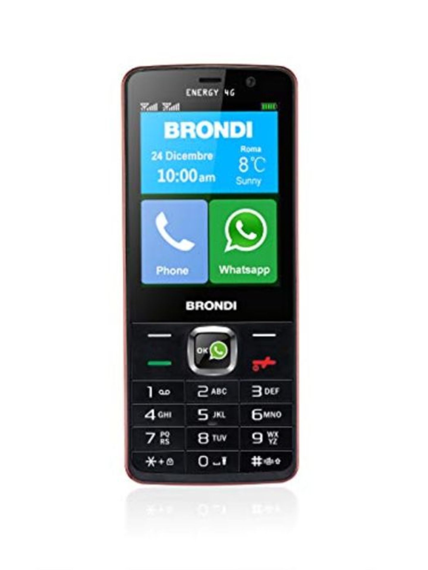 RRP £67.00 Brondi Energy 4G 7.62 cm (3 inches), 113 g, Black, Red, Starter Phone (Bar, Dual SIM,