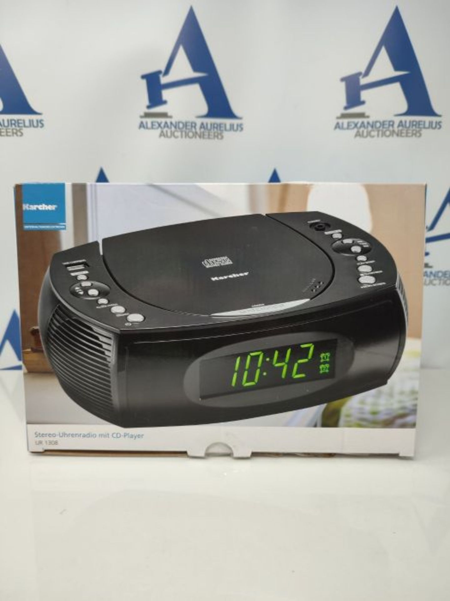 Kärcher (UR 1308) clock radio with CD player and FM radio (20 station memory) USB cha - Image 2 of 3