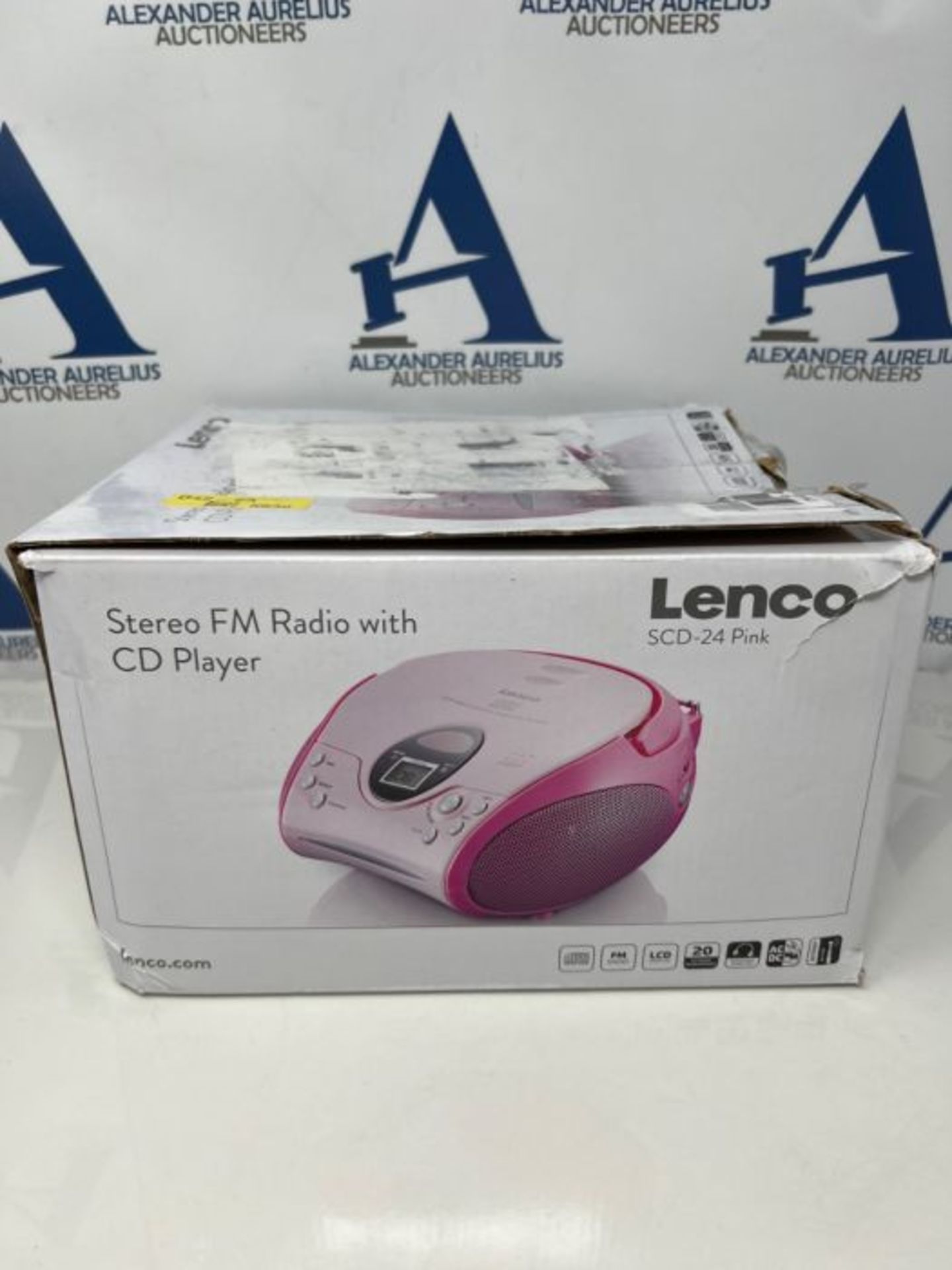 Lenco SCD-24 Stereo UKW-Radio mit CD-Player und Teleskopantenne rosa