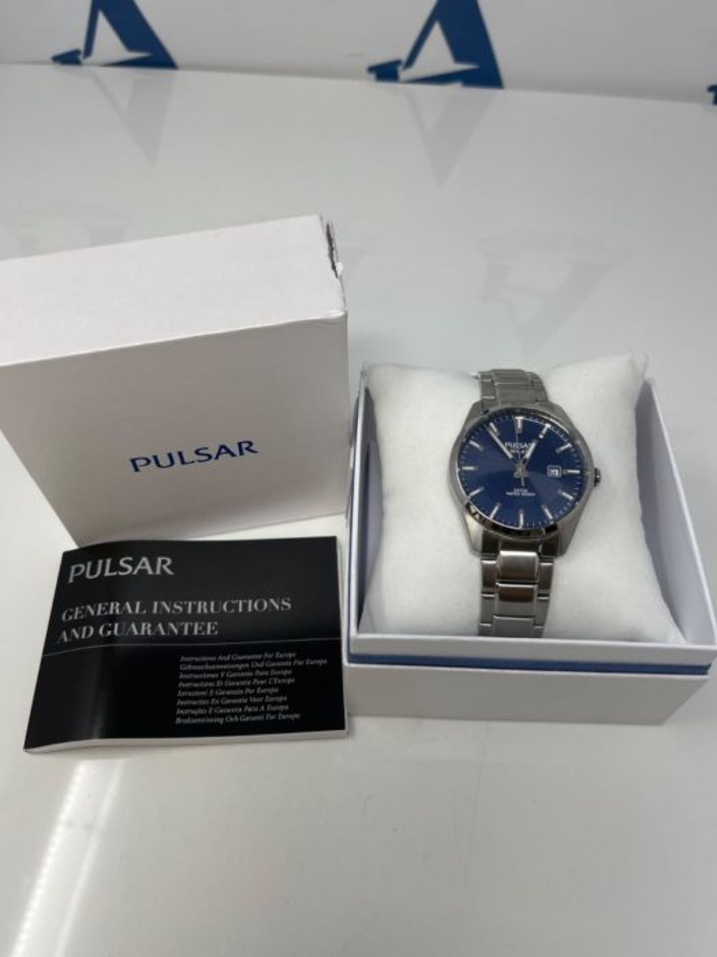 RRP £81.00 Pulsar Mens Analogue Solar Powered Watch with Stainless Steel Strap PX3181X1 - Image 2 of 3