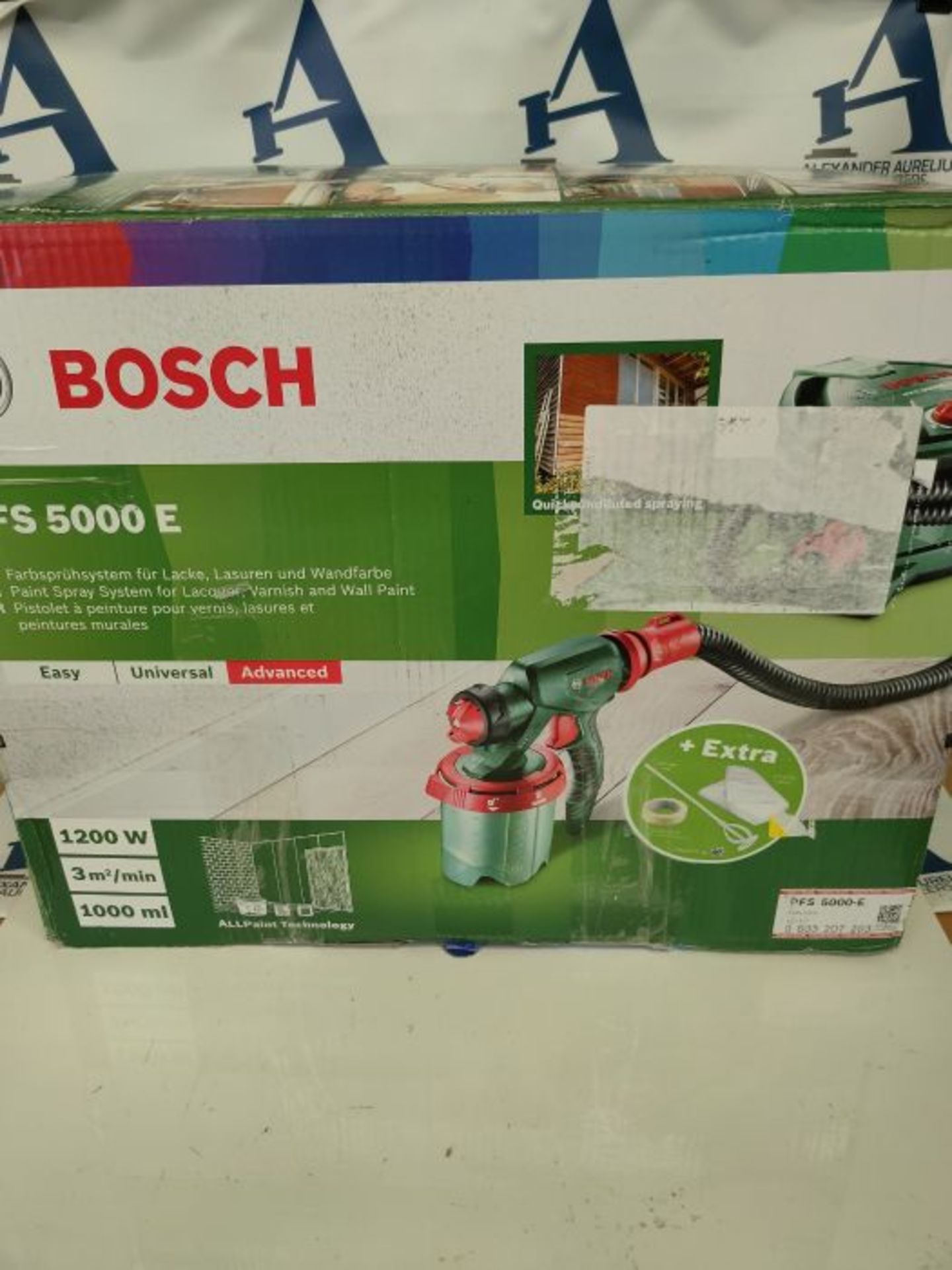 RRP £174.00 Bosch Paint Sprayer System PFS 5000 E (1200 W, 2x Paint Tanks 1000 ml, Nozzles for Wal - Image 2 of 3