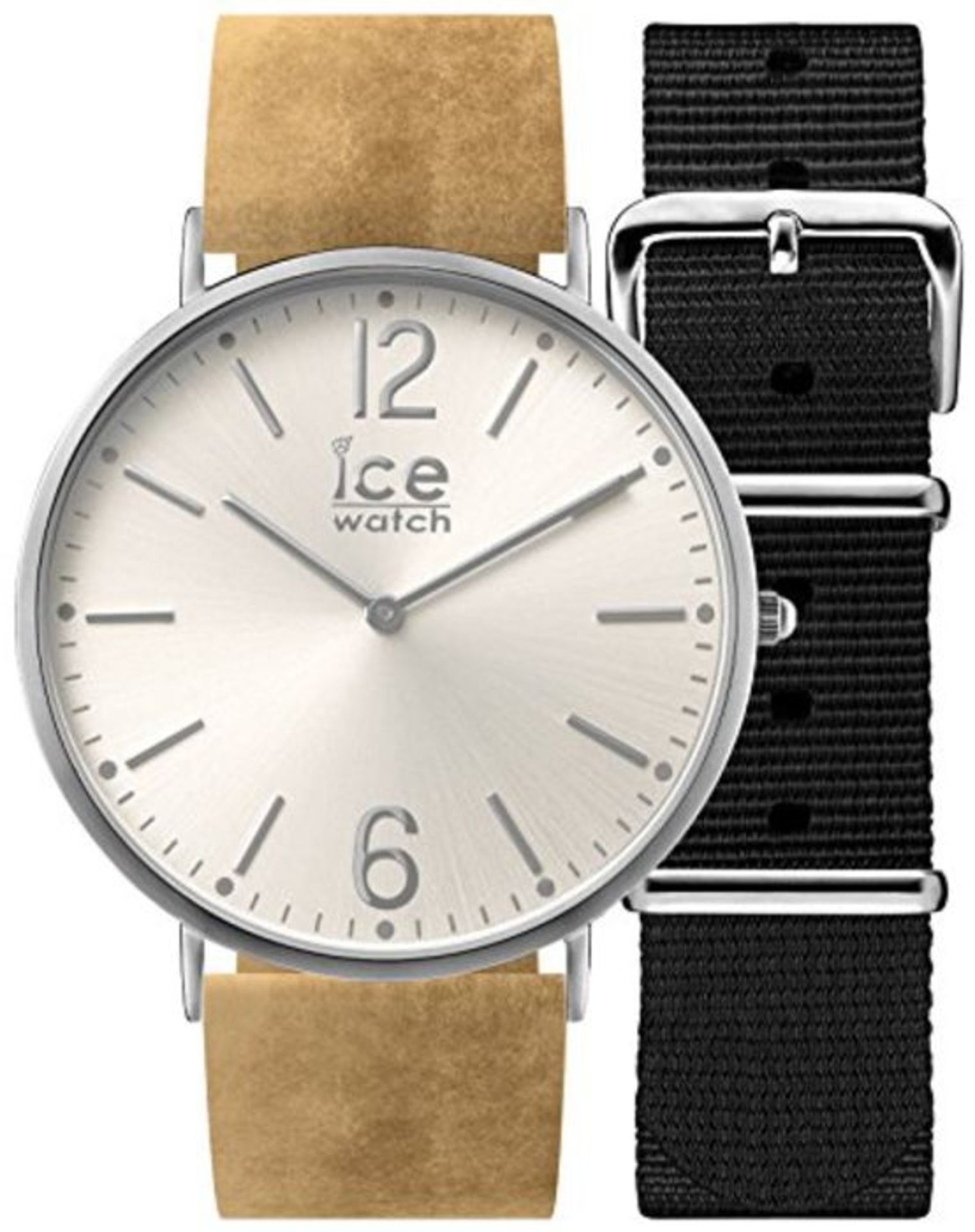 RRP £66.00 ICE-WATCH - CITY Belfast - Beige Herrenuhr mit Lederarmband + zusÃ¤tzliches Nylonban