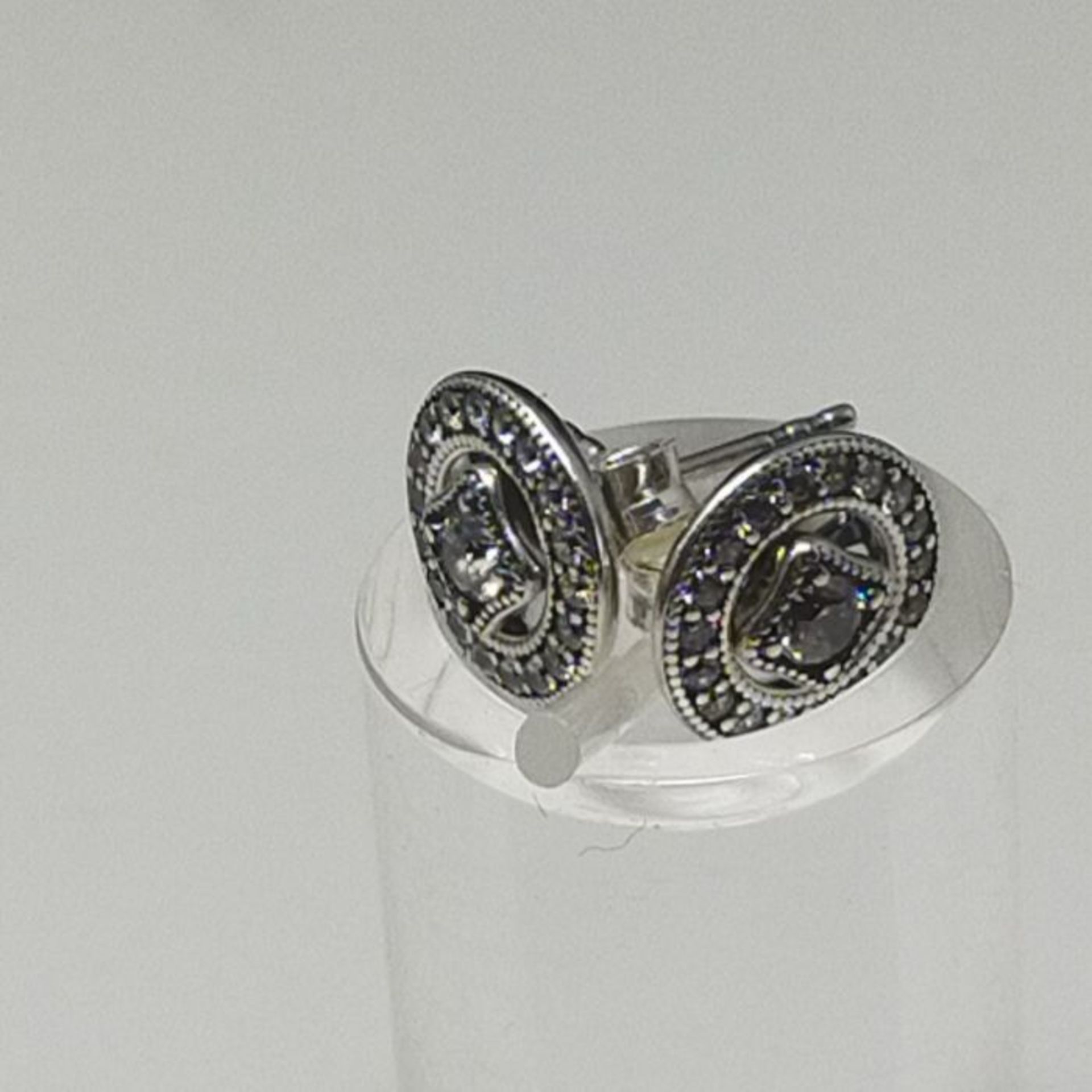 RRP £53.00 Pandora Timeless Women's Sterling Silver Vintage Circle Cubic Zirconia Stud Earrings - Image 2 of 3
