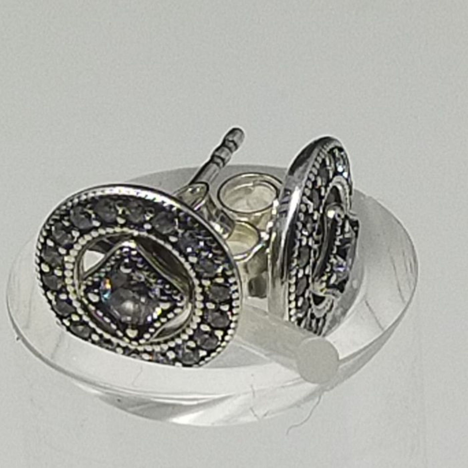 RRP £53.00 Pandora Timeless Women's Sterling Silver Vintage Circle Cubic Zirconia Stud Earrings - Image 3 of 3
