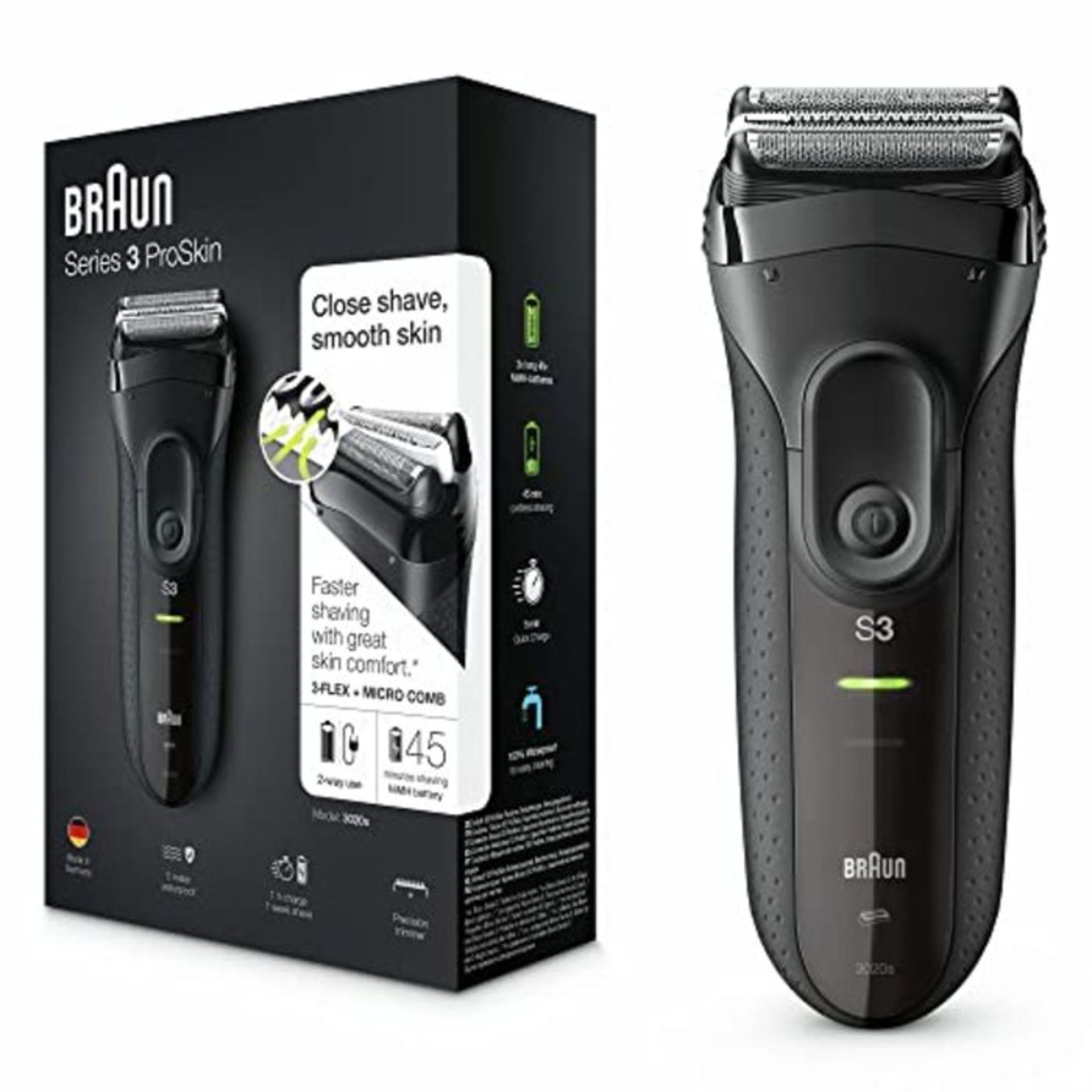 RRP £74.00 Braun Series 3 ProSkin Electric Shaver, Electric Razor for Men With Pop Up Precision T