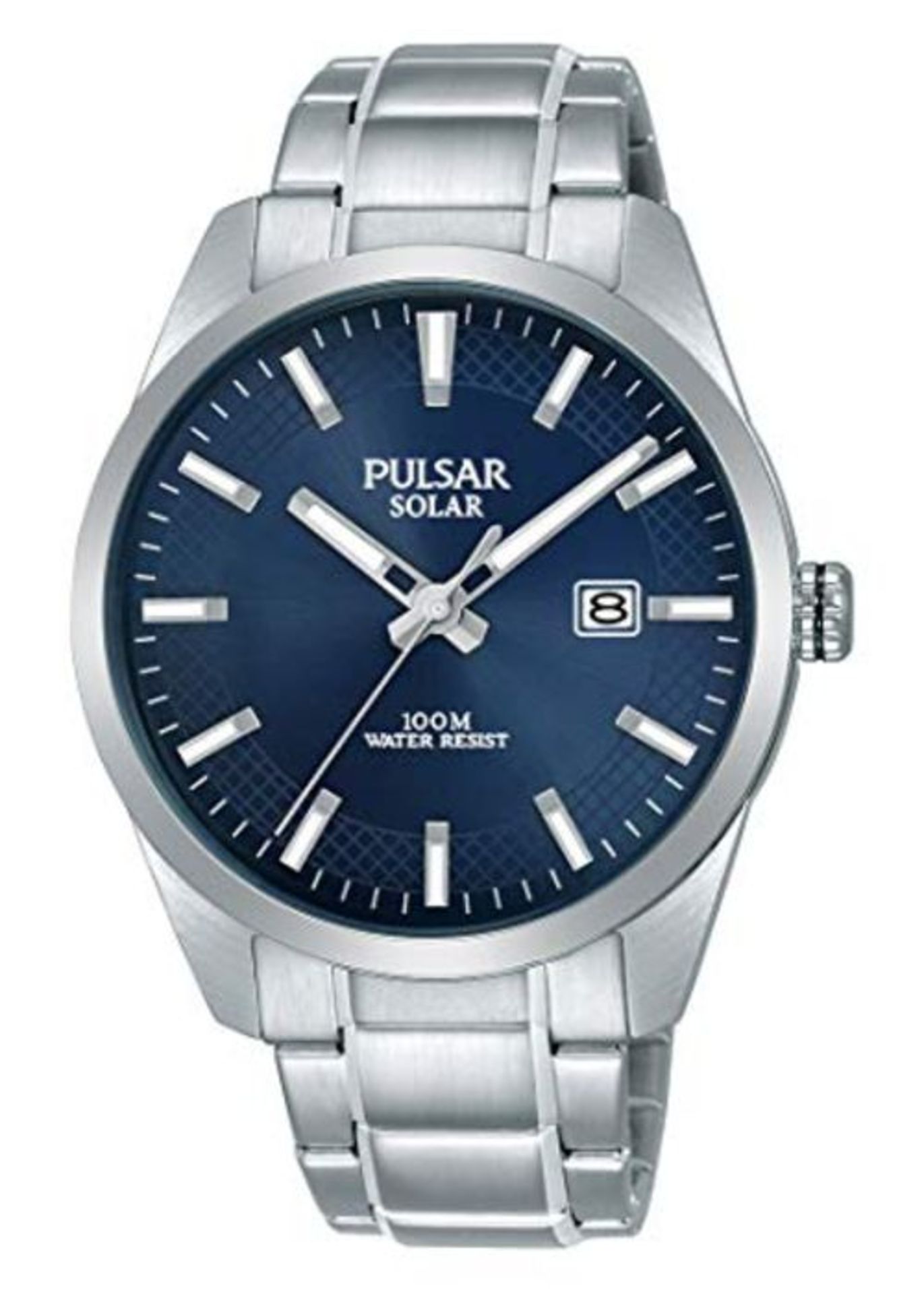 RRP £81.00 Pulsar Mens Analogue Solar Powered Watch with Stainless Steel Strap PX3181X1
