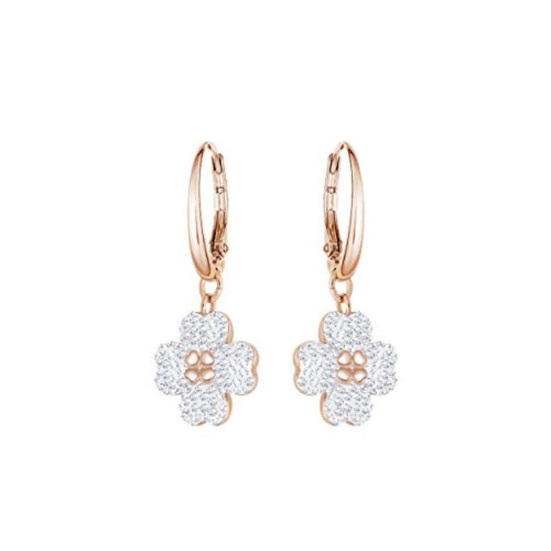 RRP £59.00 [CRACKED] Swarovski Women's Latisha Hoops Pierced Earrings, Set of Crystal Flower Earr