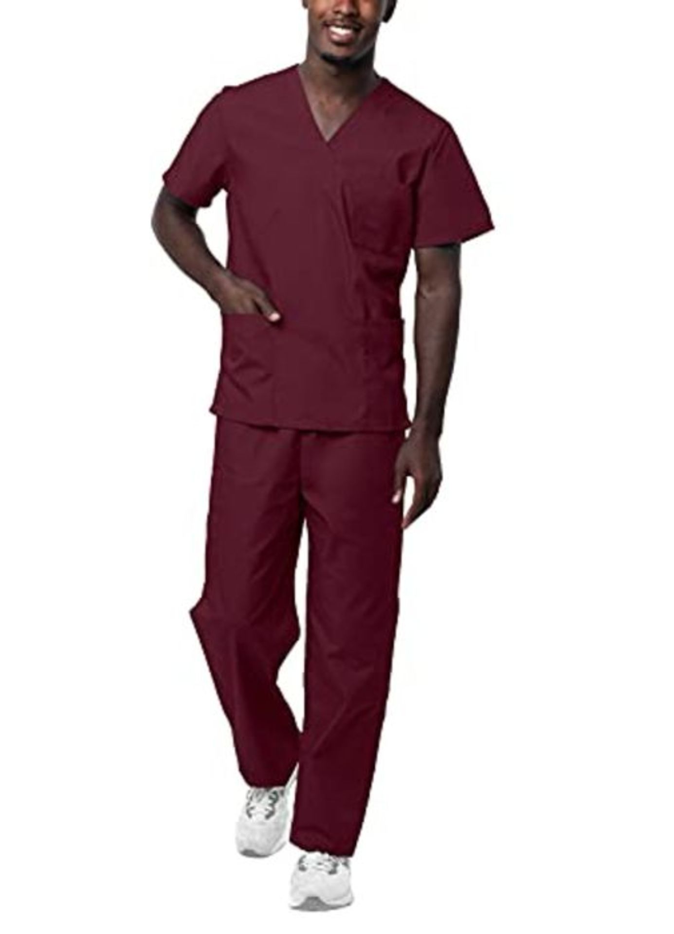 Sivvan Unisex Classic Scrub Set V-Neck Top/Drawstring Trousers - S8400 - Burgundy - L